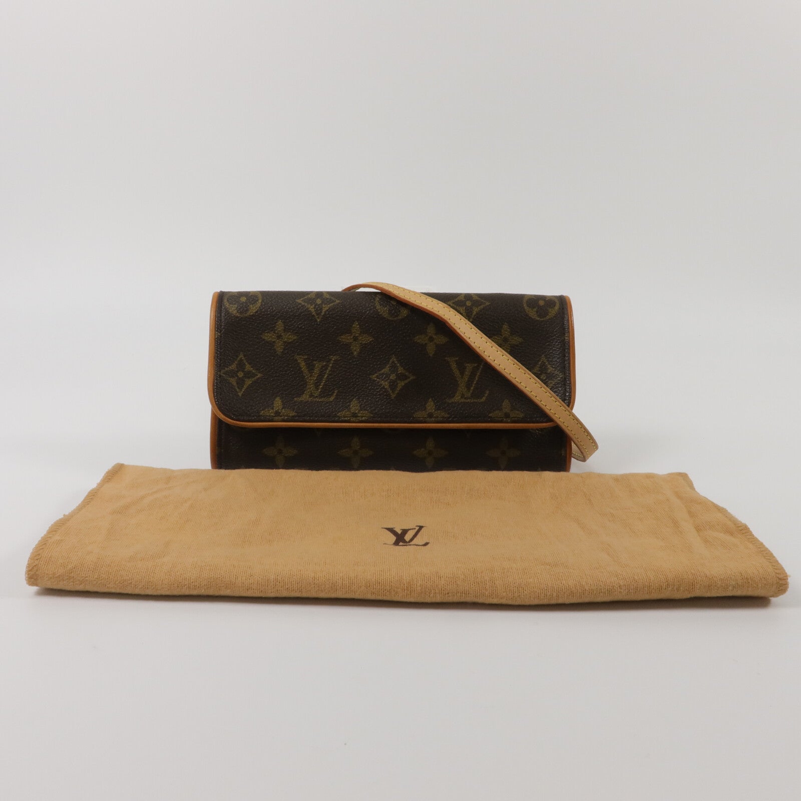 LOUIS VUITTON Monogram Pochette Twin PM金扣肩背袋