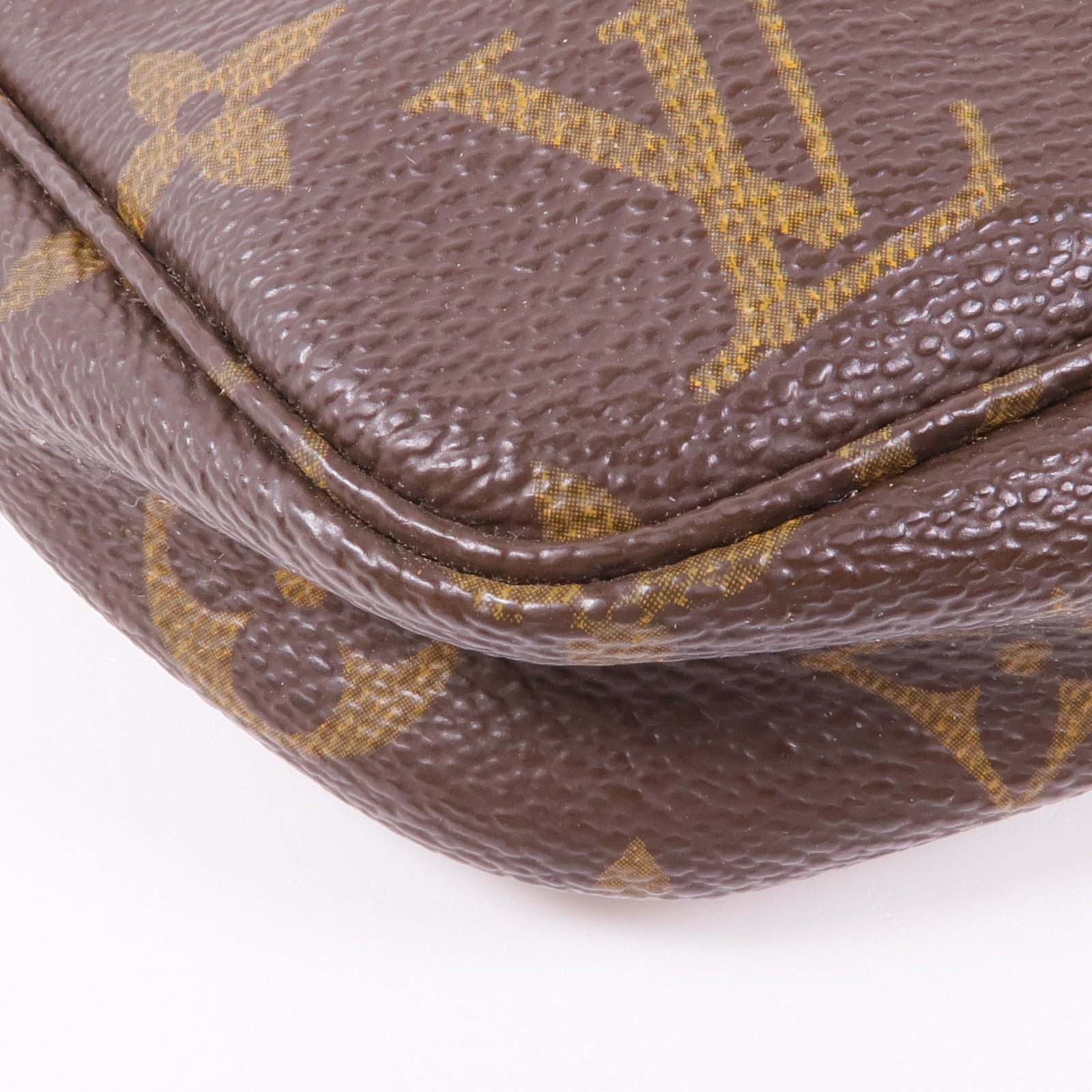 LOUIS VUITTON Monogram Pochette Accessoires金扣手挽袋棕色