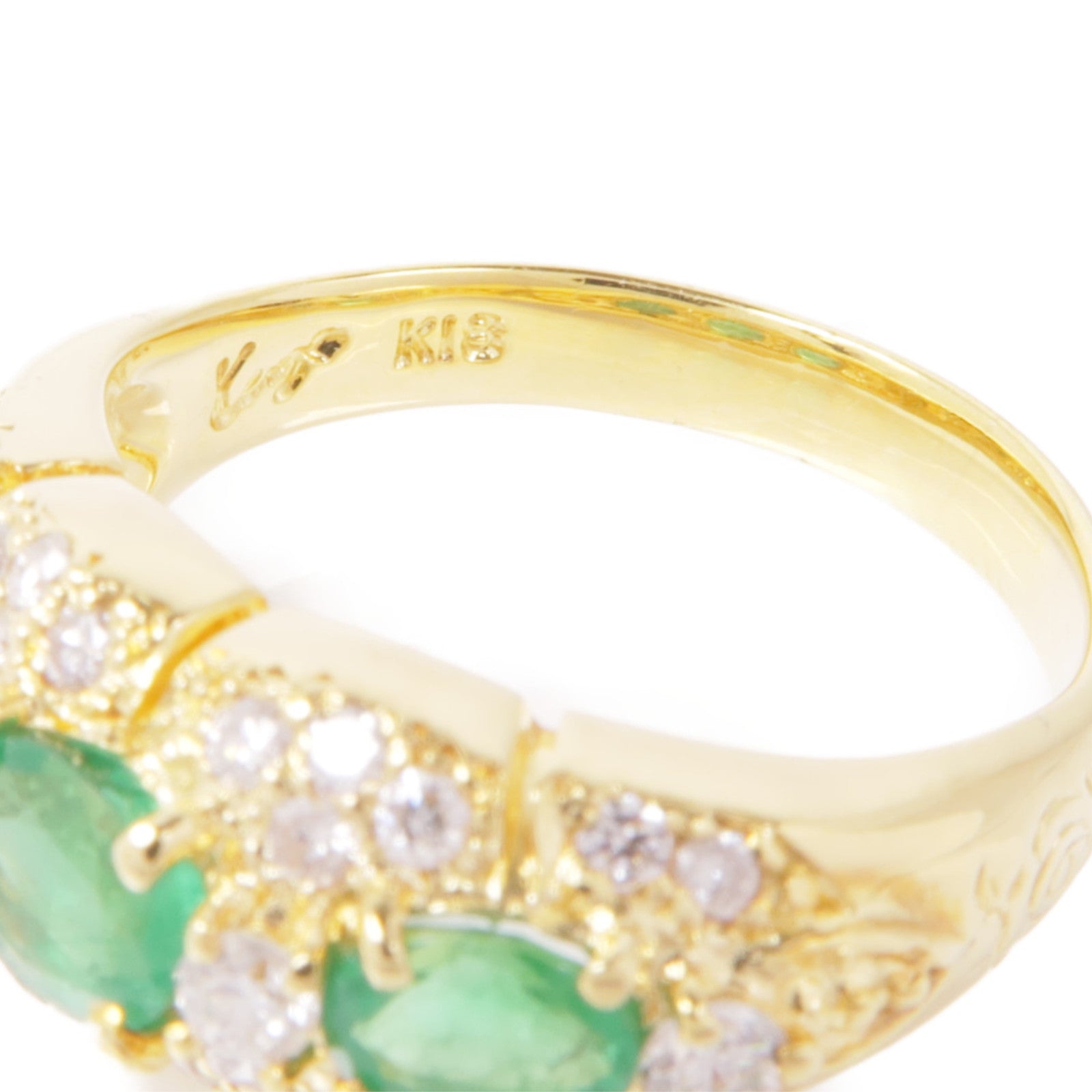 JEWELRY 18K黃金Emerald/Diamond Ring綠寶石/鑽石戒指US#6.25