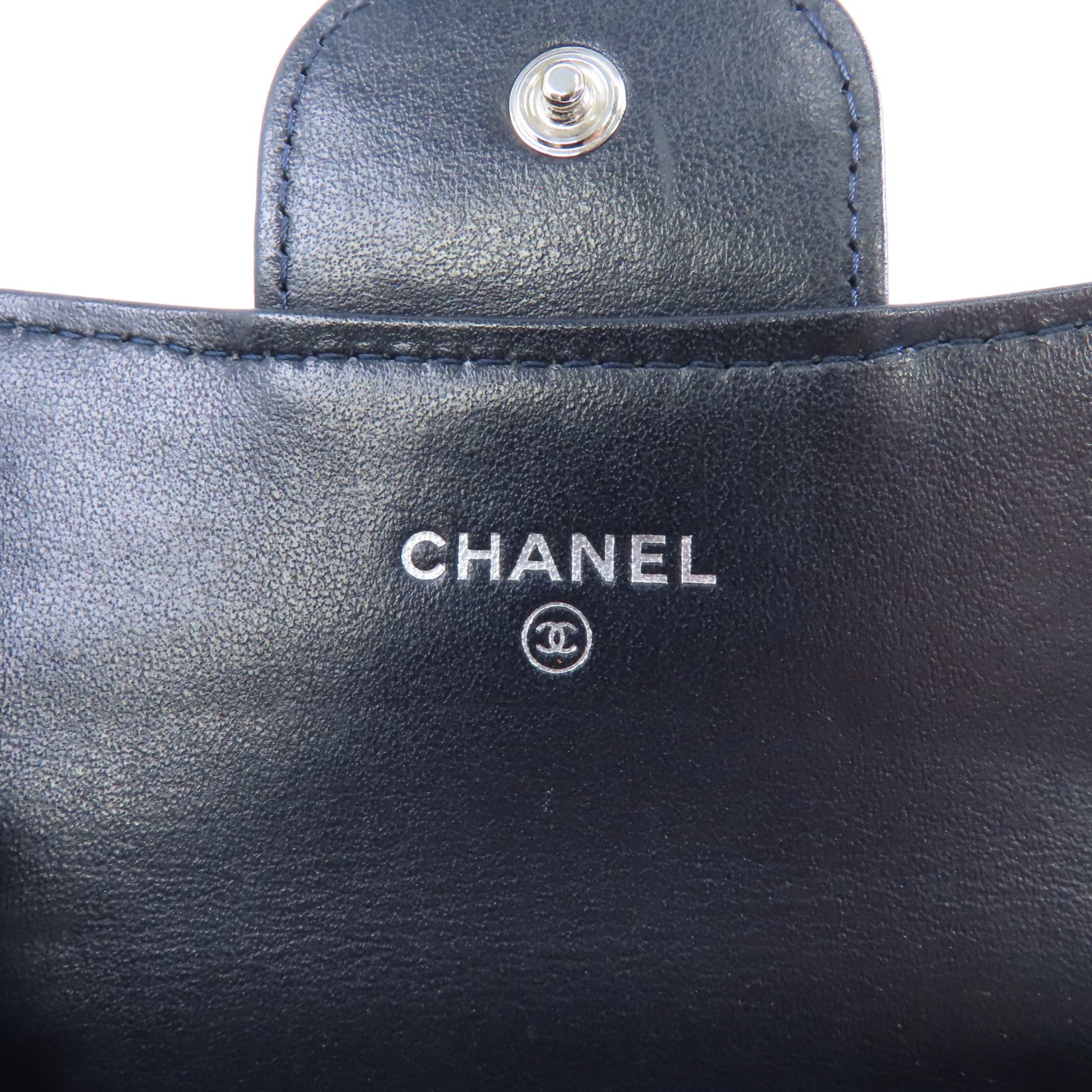 CHANEL Aged Calf皮革2.55 Card Case銀扣卡片套黑色