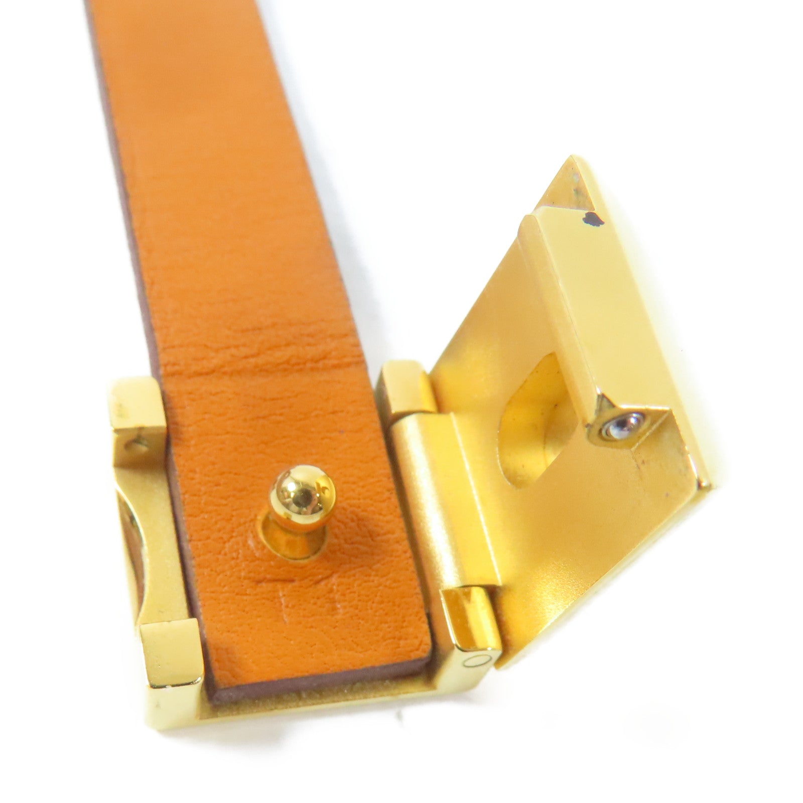 HERMES Swift皮革Medor Infini Double Tour Bracelet金扣手鐲橙色/Orange