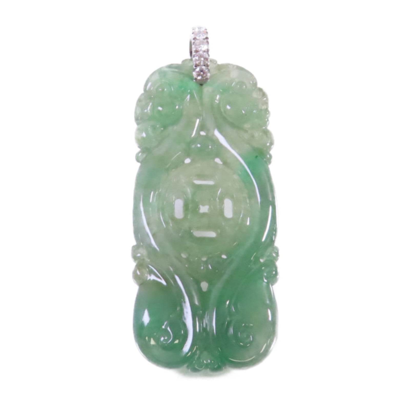 JEWELRY 18K白金/翡翠/鑽石Jade Diamond Pendant Top吊墜頭扣