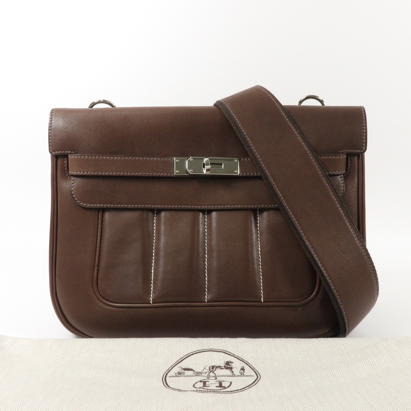 HERMES Swift皮革Berline 28肩背袋Cacao