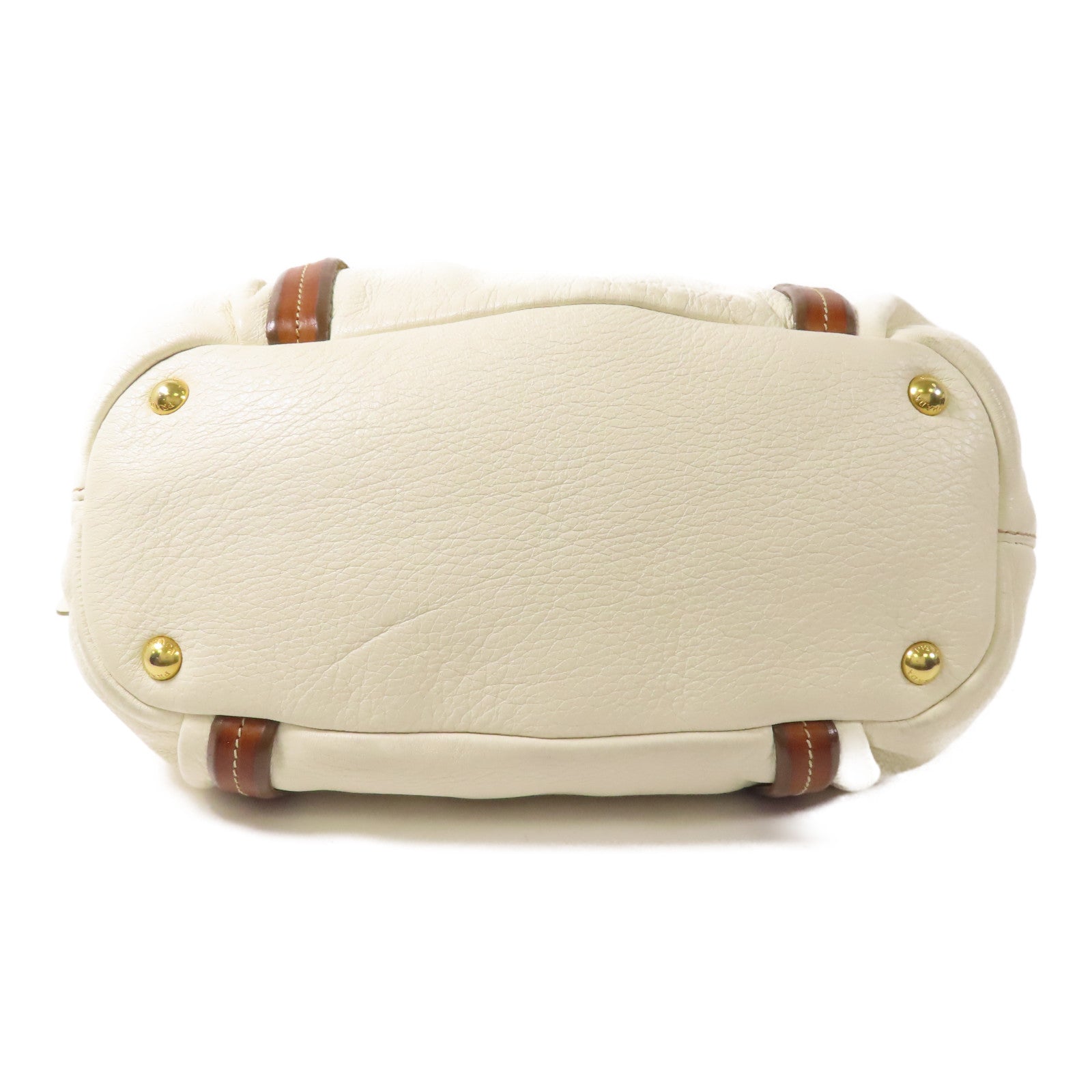 PRADA GHW 2way Shoulder Bag Calfskin Leather White