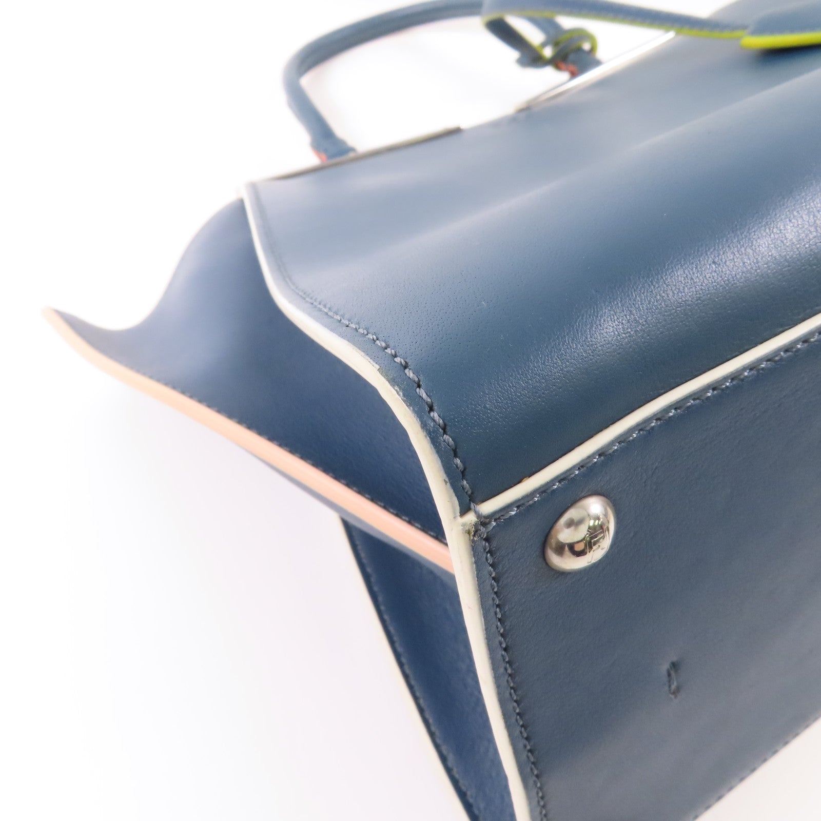 FENDI SHW 3 Jours 2 Way Bag 8BH279-81D Calfskin Leather Blue