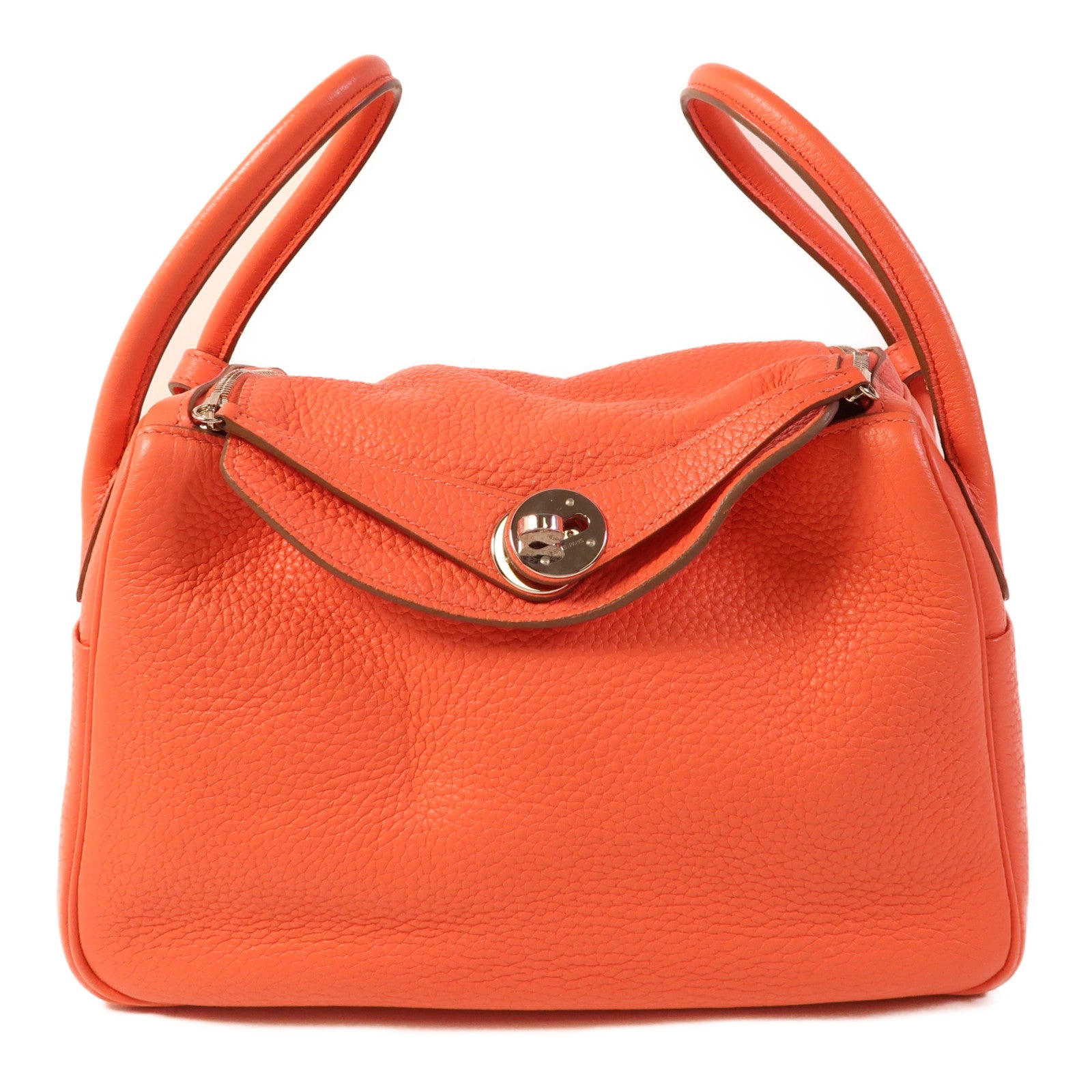 HERMES 【激減優惠】Clemence皮革Lindy 26銀扣手挽肩背兩用袋Rose Jaipur