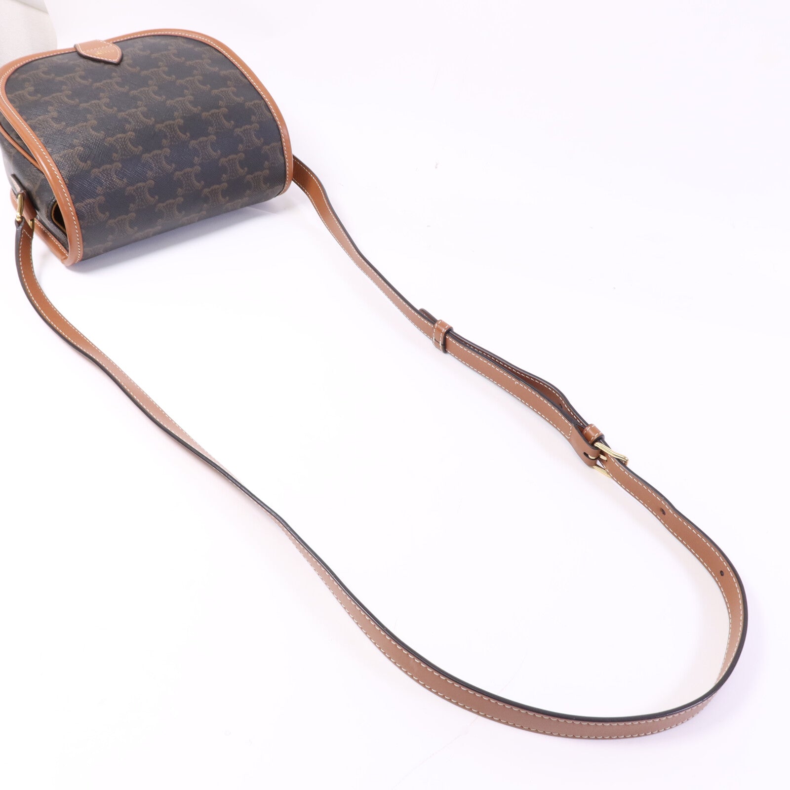 CELINE 塗層帆布Folco金扣肩背袋