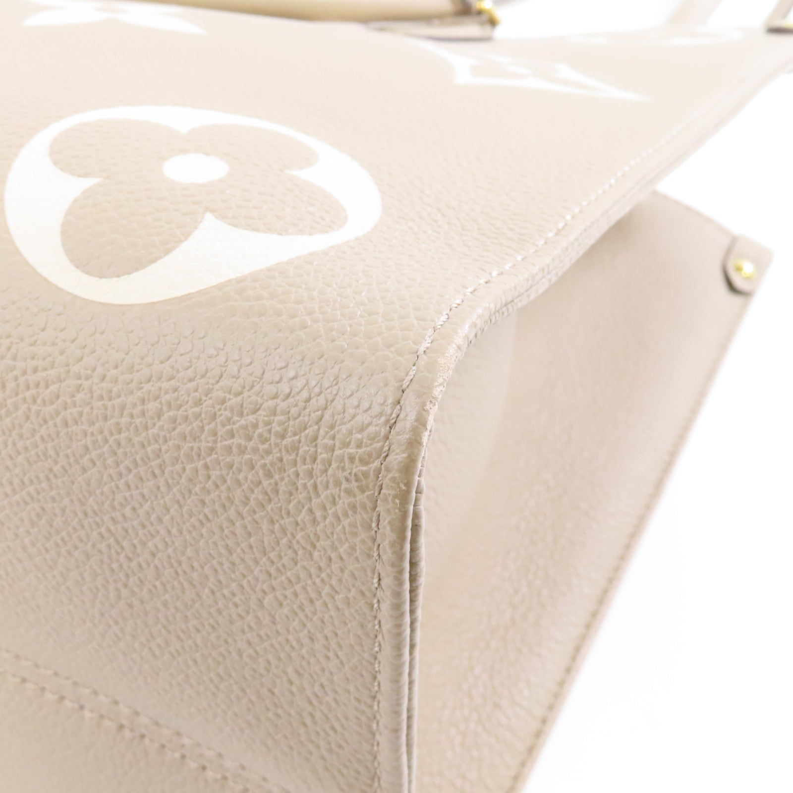 LOUIS VUITTON Monogram Empreinte OnTheGo MM金扣手挽肩背兩用袋米色