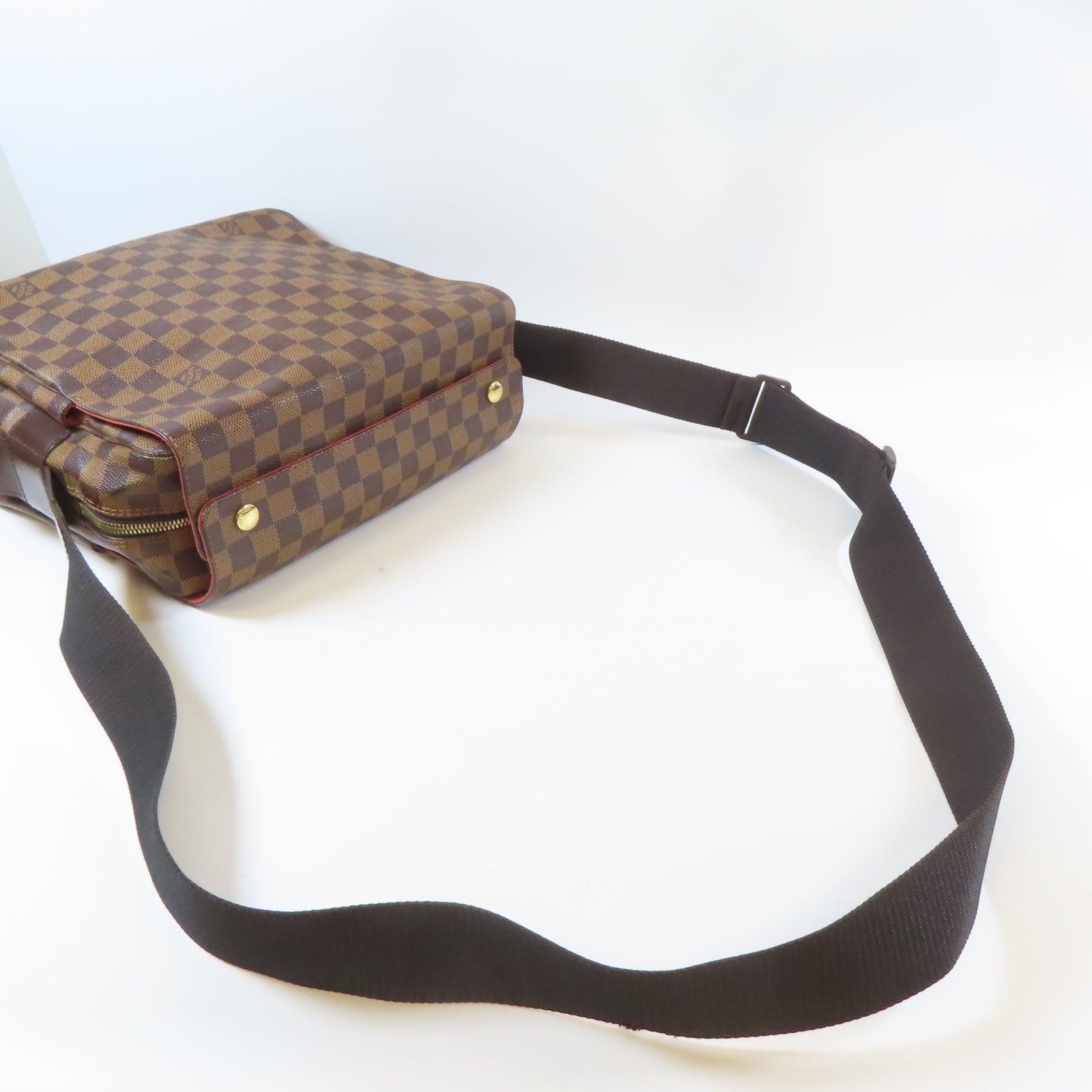 LOUIS VUITTON Damier Naviglio金扣肩背袋啡色