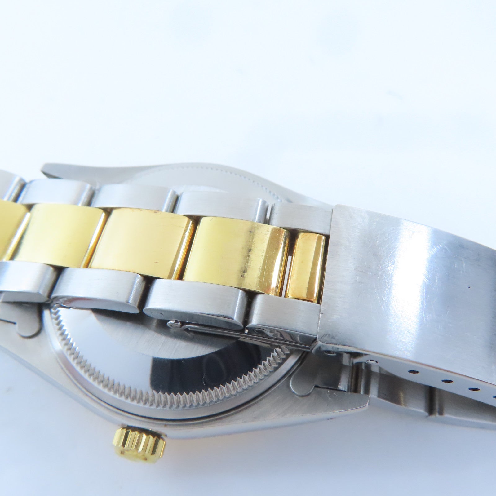 ROLEX Oyster Perpetual18K黃金/不鏽鋼手錶自動機芯白色#17.25cm