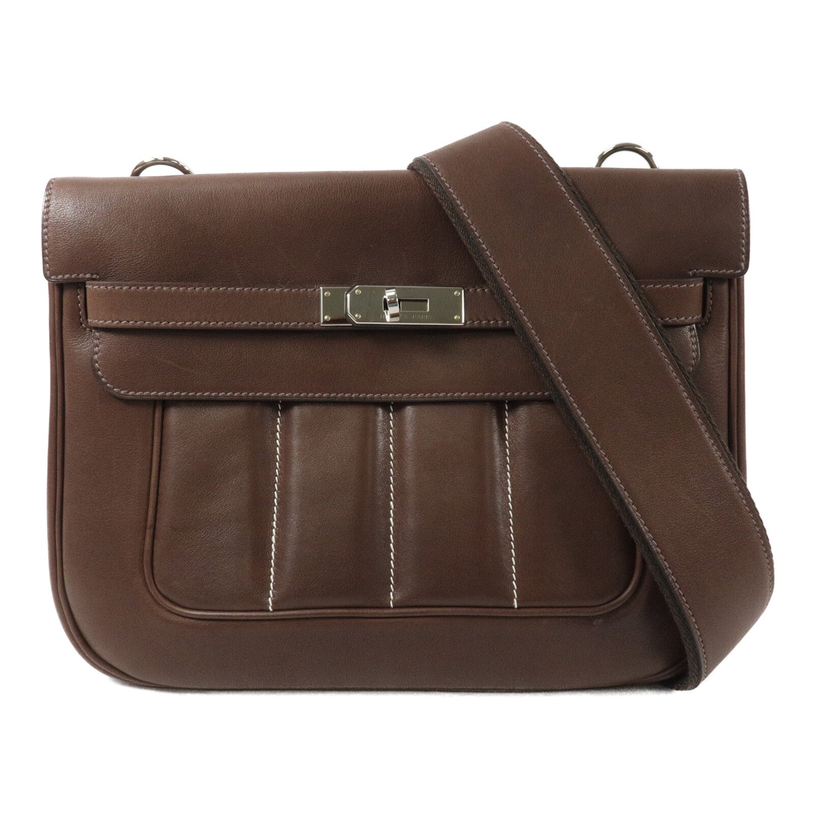 HERMES Swift皮革Berline 28肩背袋Cacao