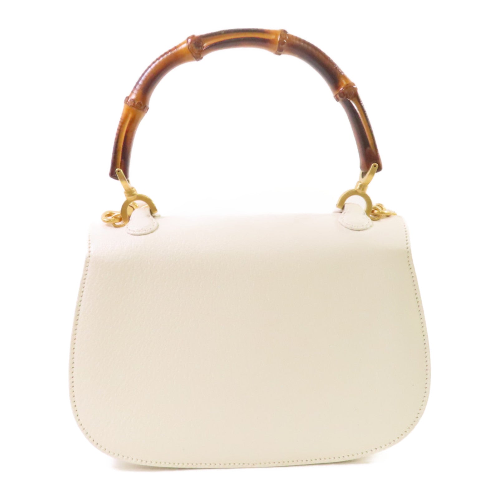 GUCCI 牛皮皮革Vintage Bamboo 2Way Shoulder Bag手挽肩背兩用袋白色
