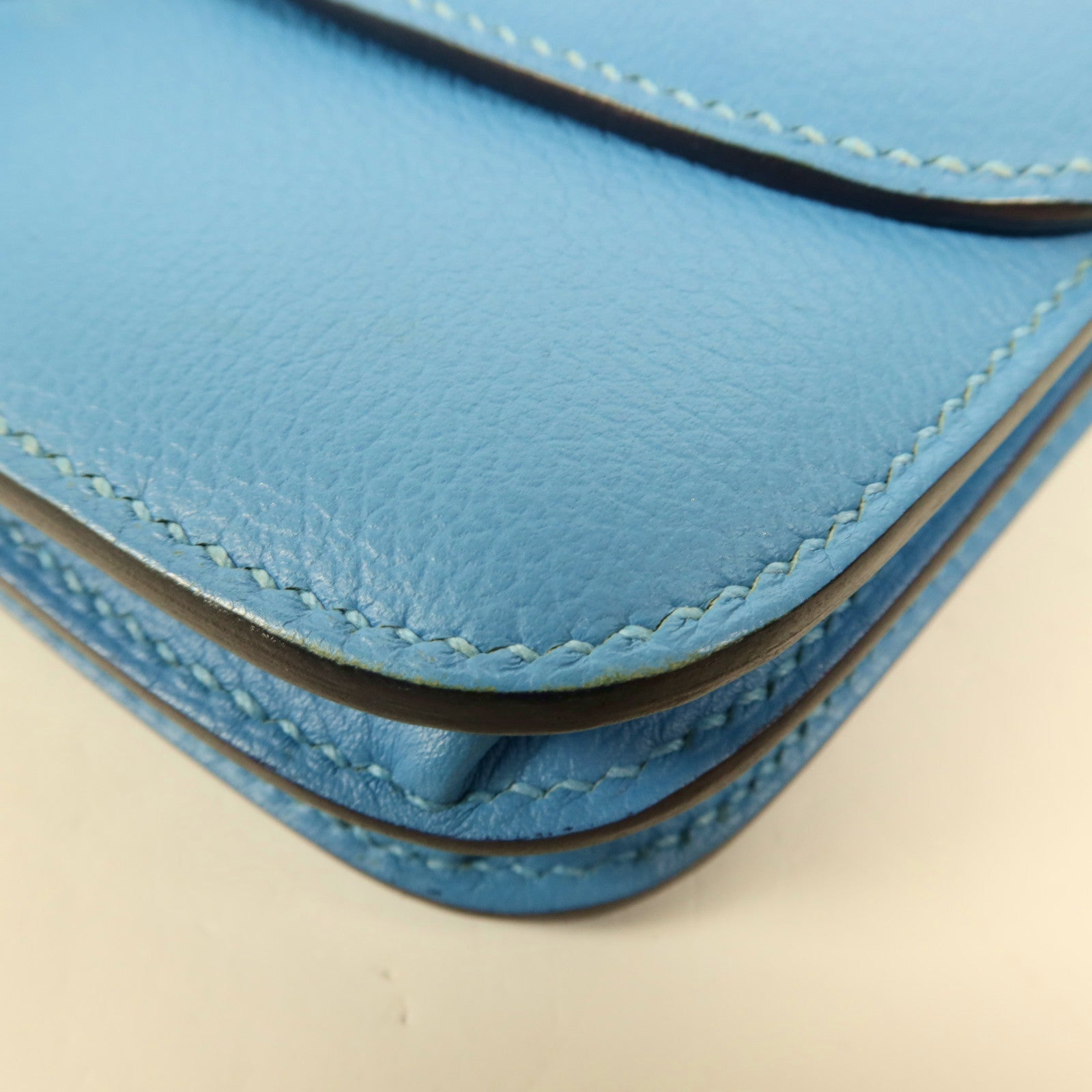 HERMES Evercolor皮革2002銀扣肩背袋Bleu Du Nord