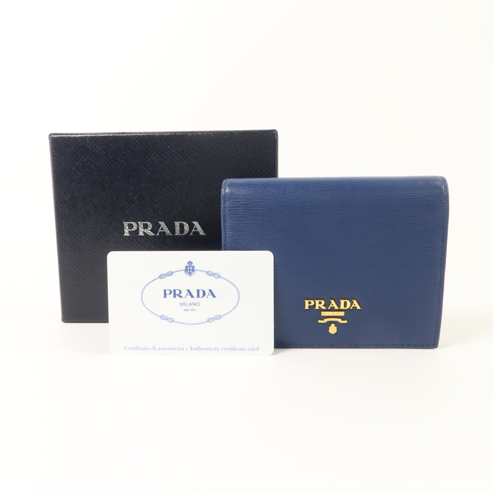 PRADA 牛皮皮革Bifold Wallet金扣錢包