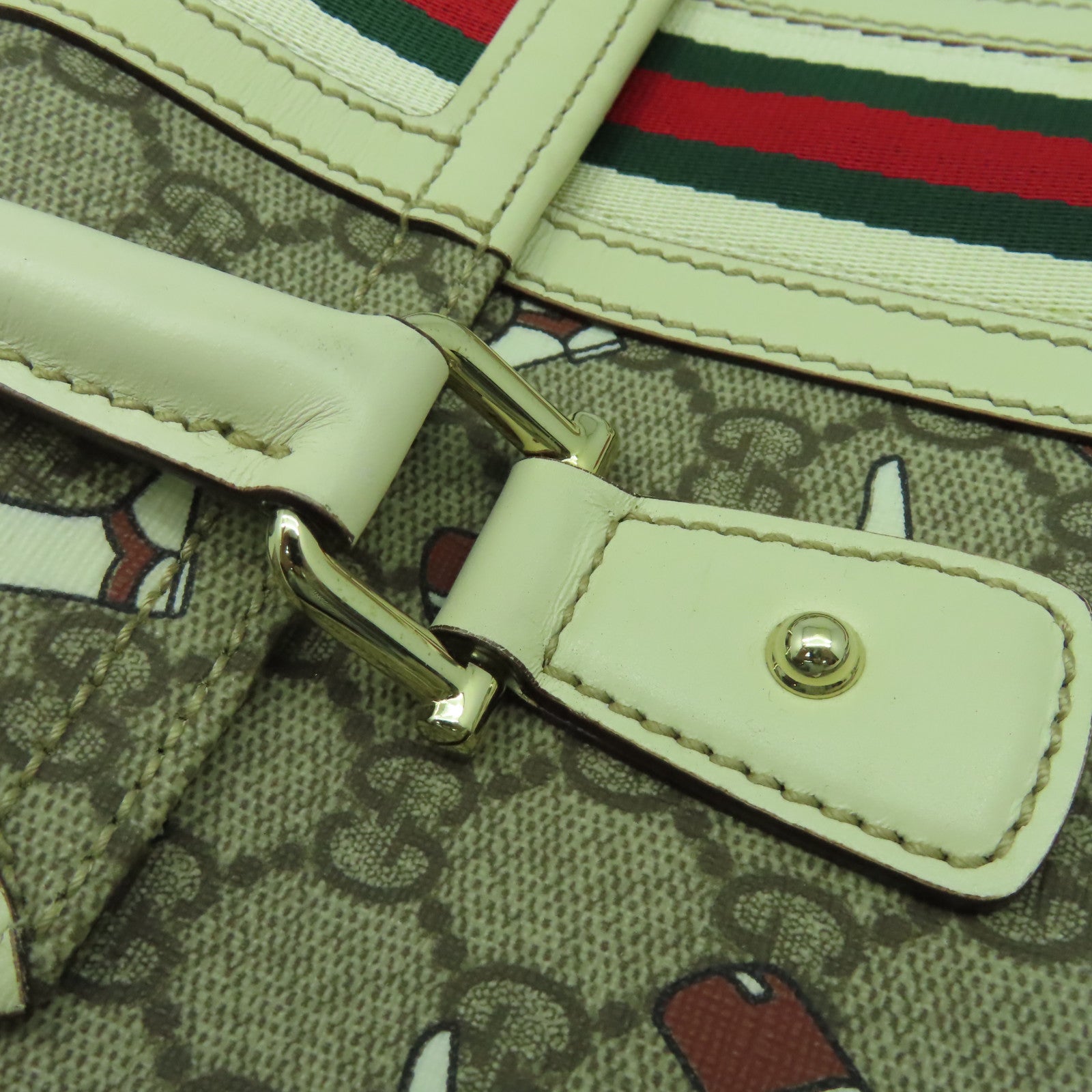 GUCCI 【激減優惠】帆布Treasure銀扣手挽袋米色/啡色