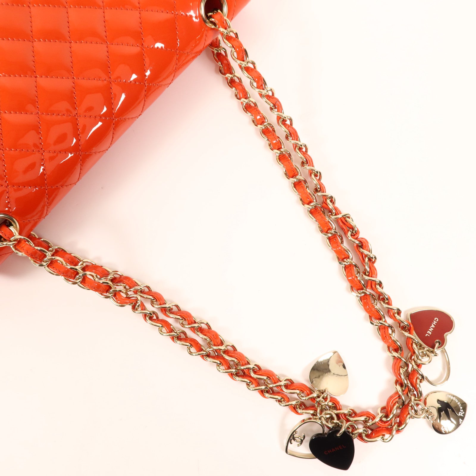 CHANEL 漆皮皮革Chain Shoulder金扣鏈帶肩背袋