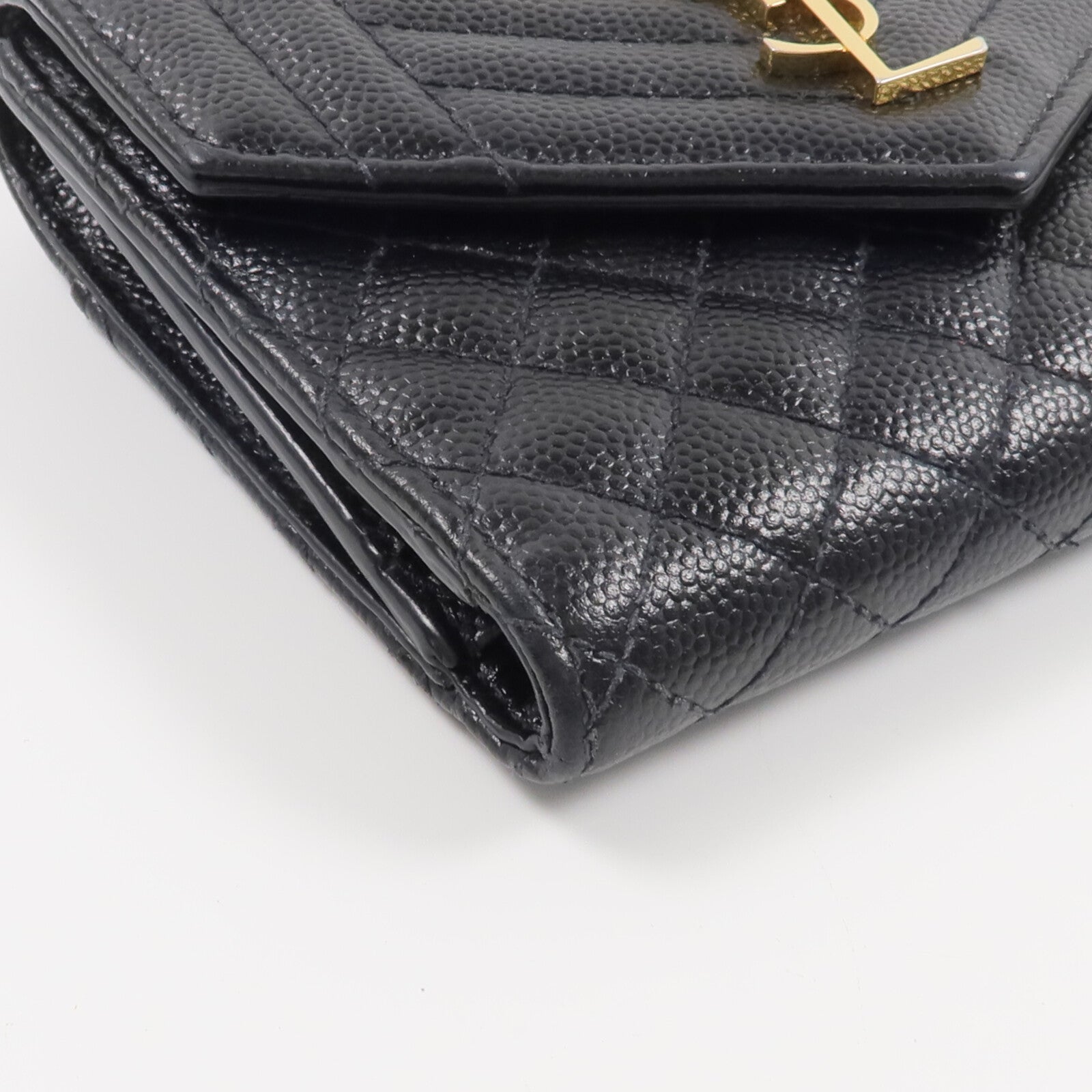 SAINT LAURENT 牛皮皮革Cassandre Matelasse Tri-Fold Compact錢包