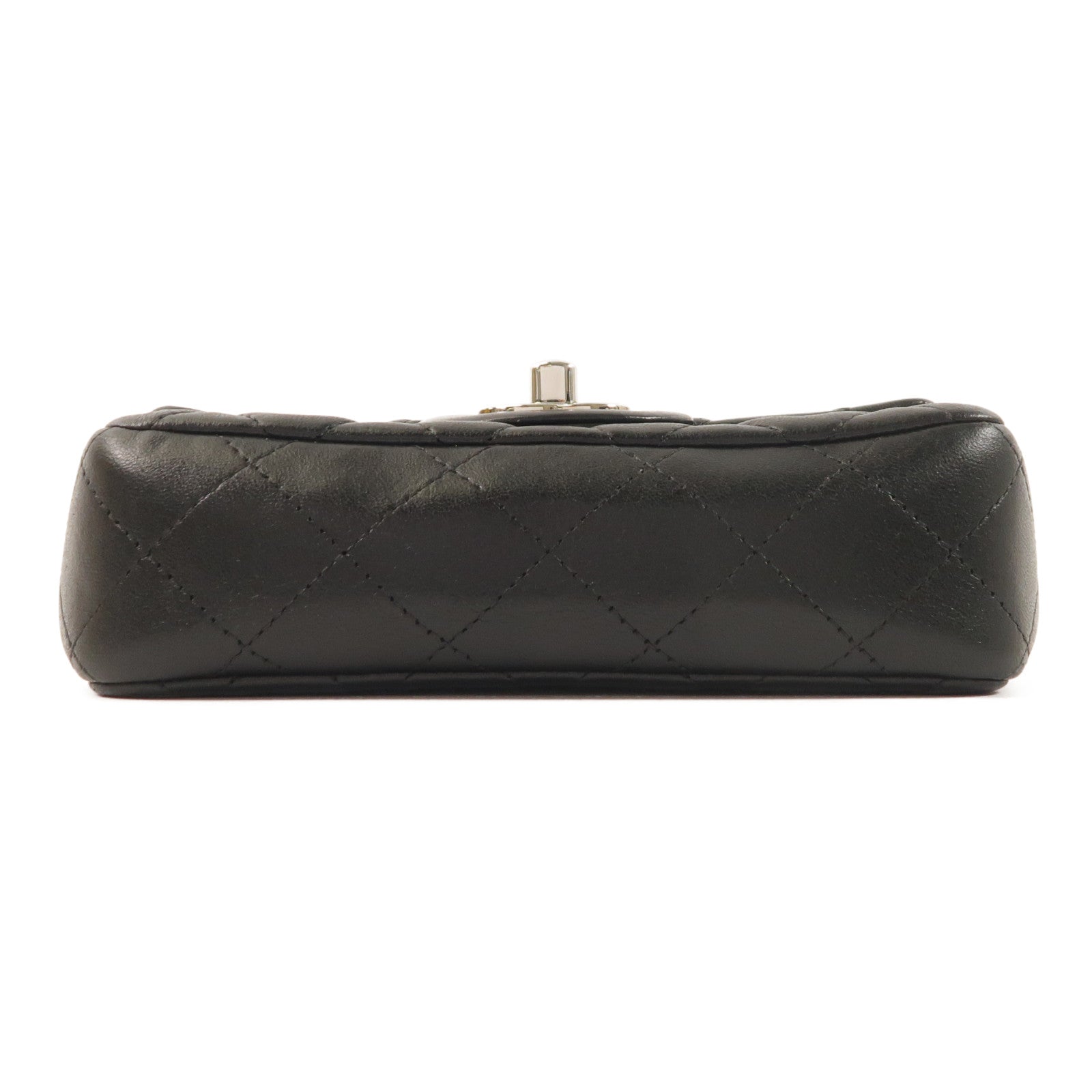 CHANEL 羊皮皮革Mini Flap Bag銀扣鏈帶肩背袋