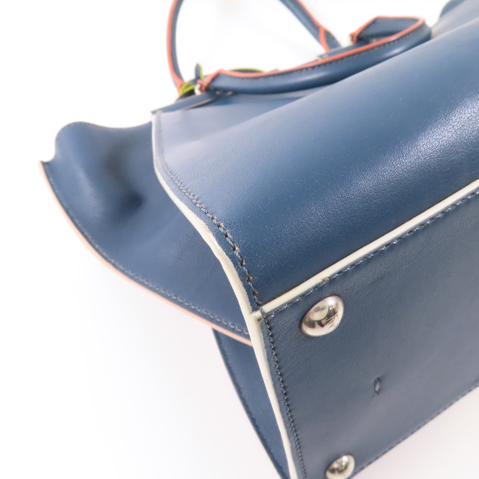 FENDI SHW 3 Jours 2 Way Bag 8BH279-81D Calfskin Leather Blue