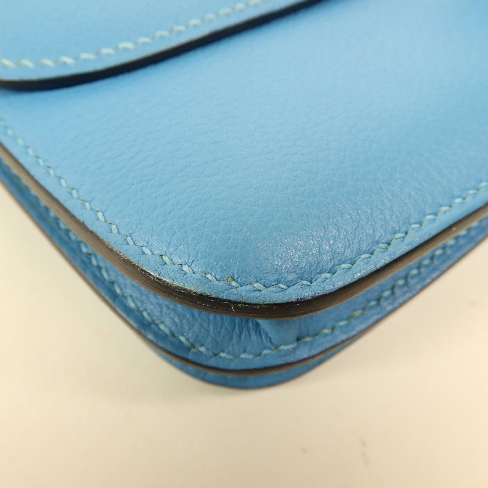 HERMES Evercolor皮革2002銀扣肩背袋Bleu Du Nord