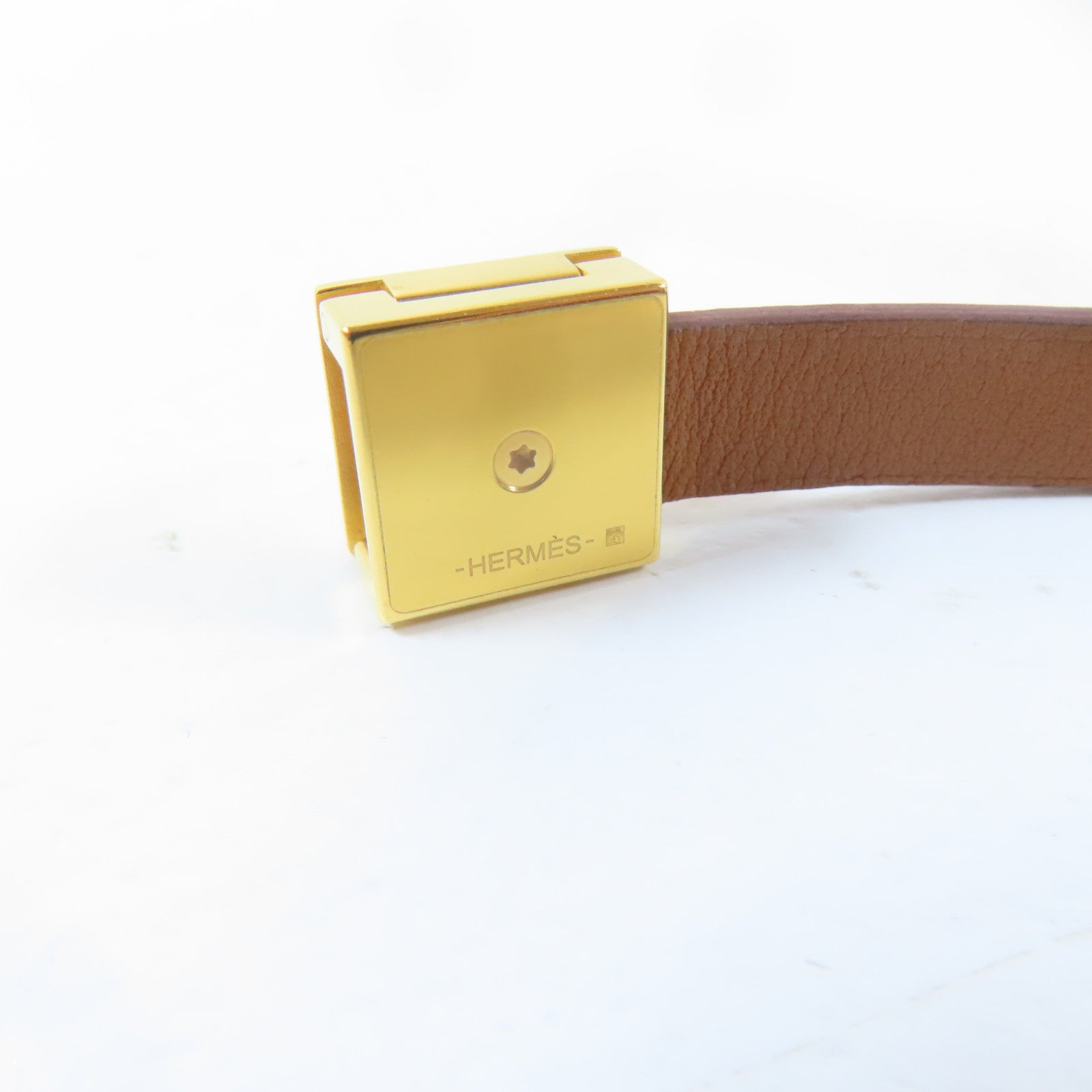 HERMES Swift皮革Medor Infini Double Tour Bracelet金扣手鐲橙色/Orange