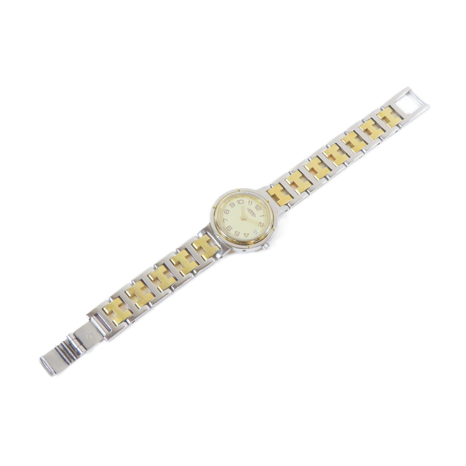 HERMES Clipper Watch不鏽鋼手錶石英機芯白色