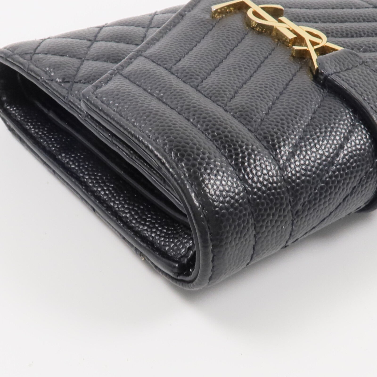 SAINT LAURENT 牛皮皮革Cassandre Matelasse Tri-Fold Compact錢包