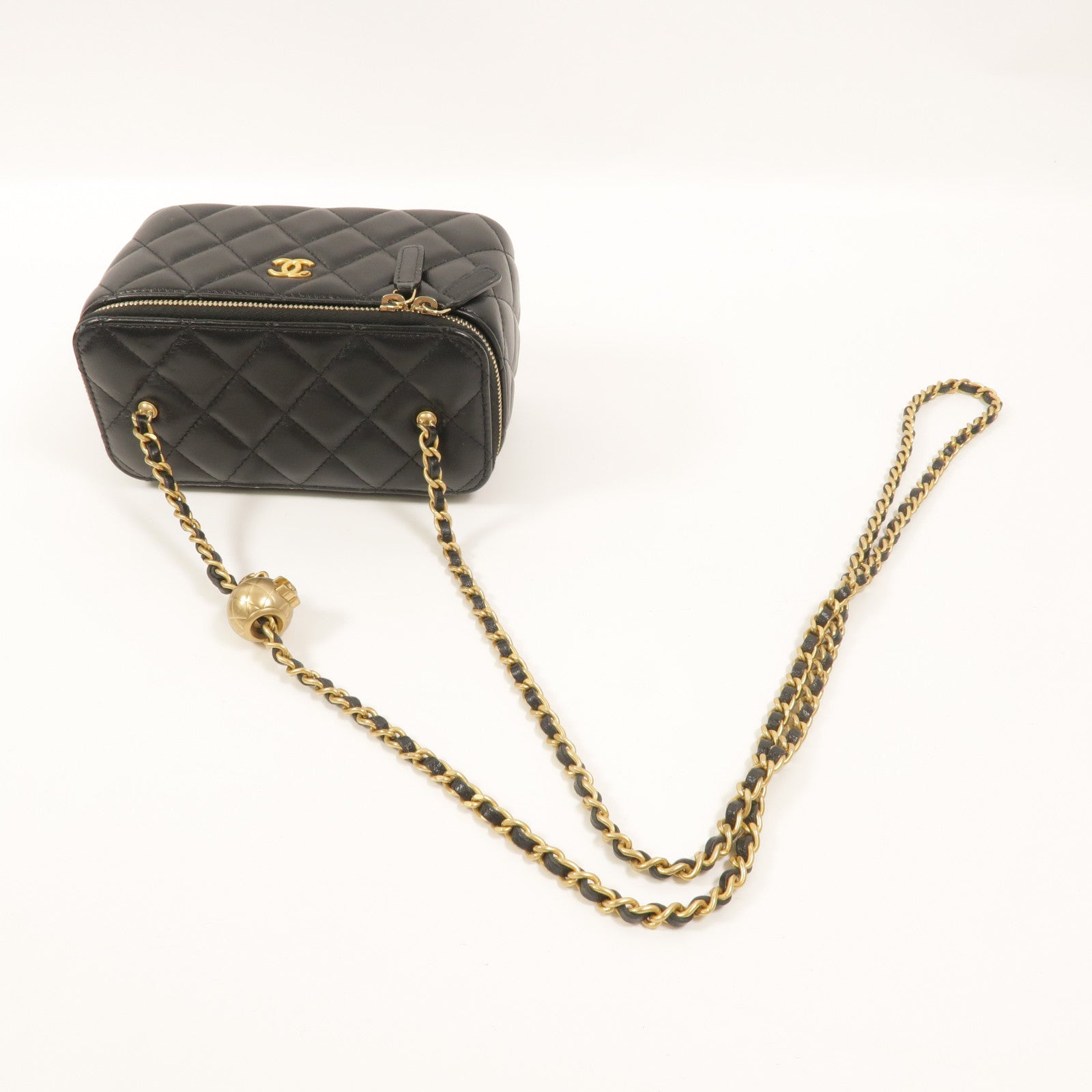 CHANEL 羊皮皮革Vanity Case鏈帶肩背袋