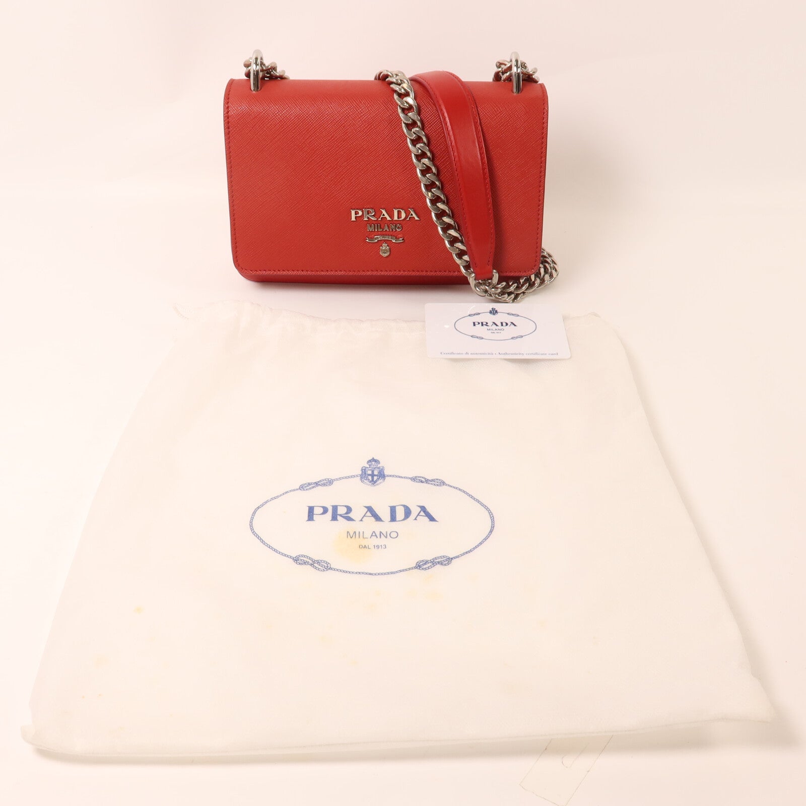 PRADA 牛皮皮革Chain Shoulder Bag鏈帶肩背袋