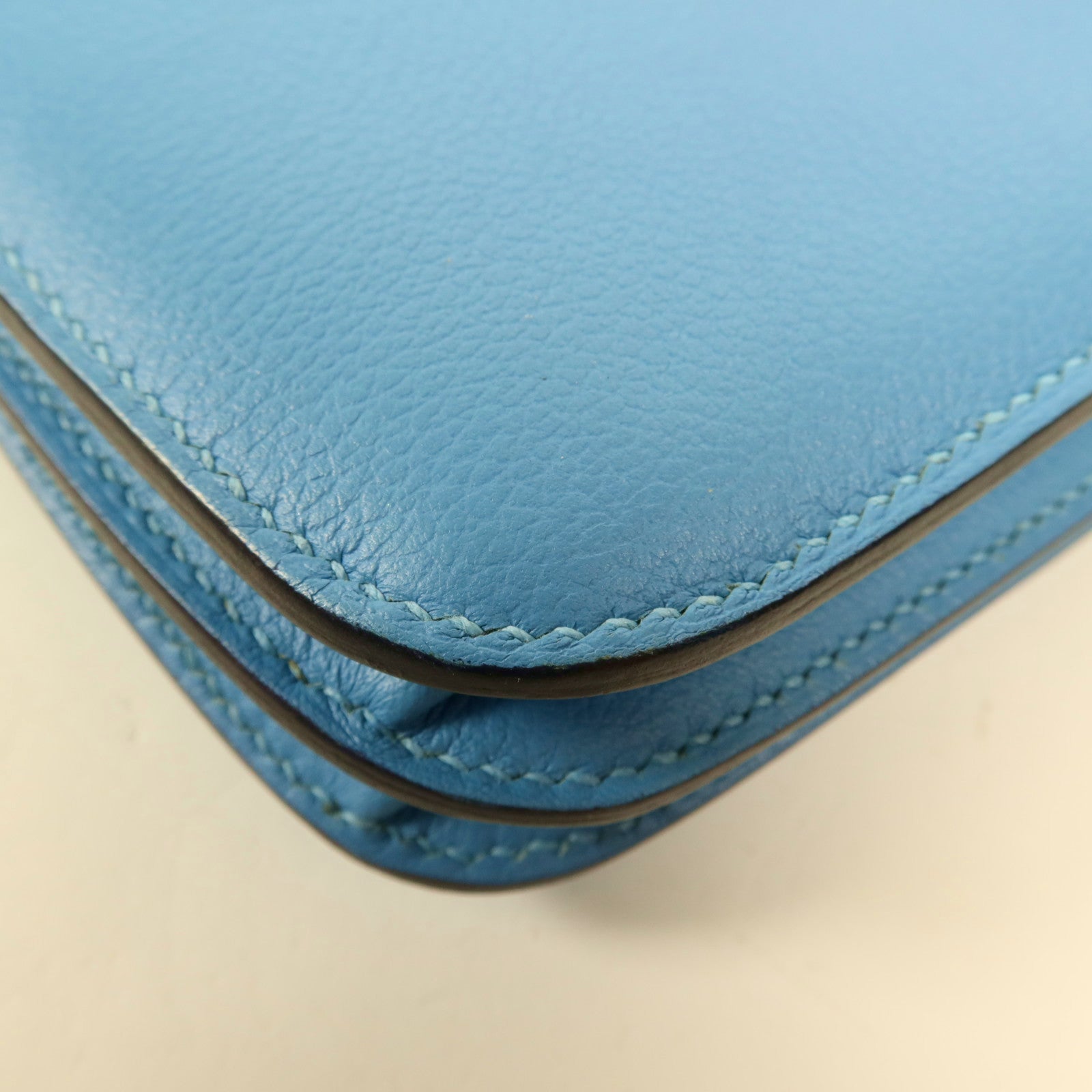 HERMES Evercolor皮革2002銀扣肩背袋Bleu Du Nord