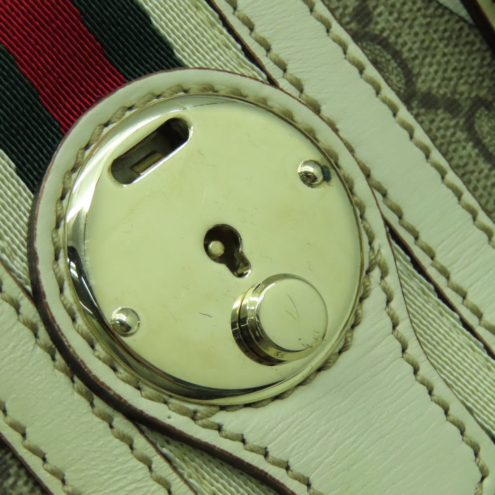 GUCCI 【激減優惠】帆布Treasure銀扣手挽袋米色/啡色