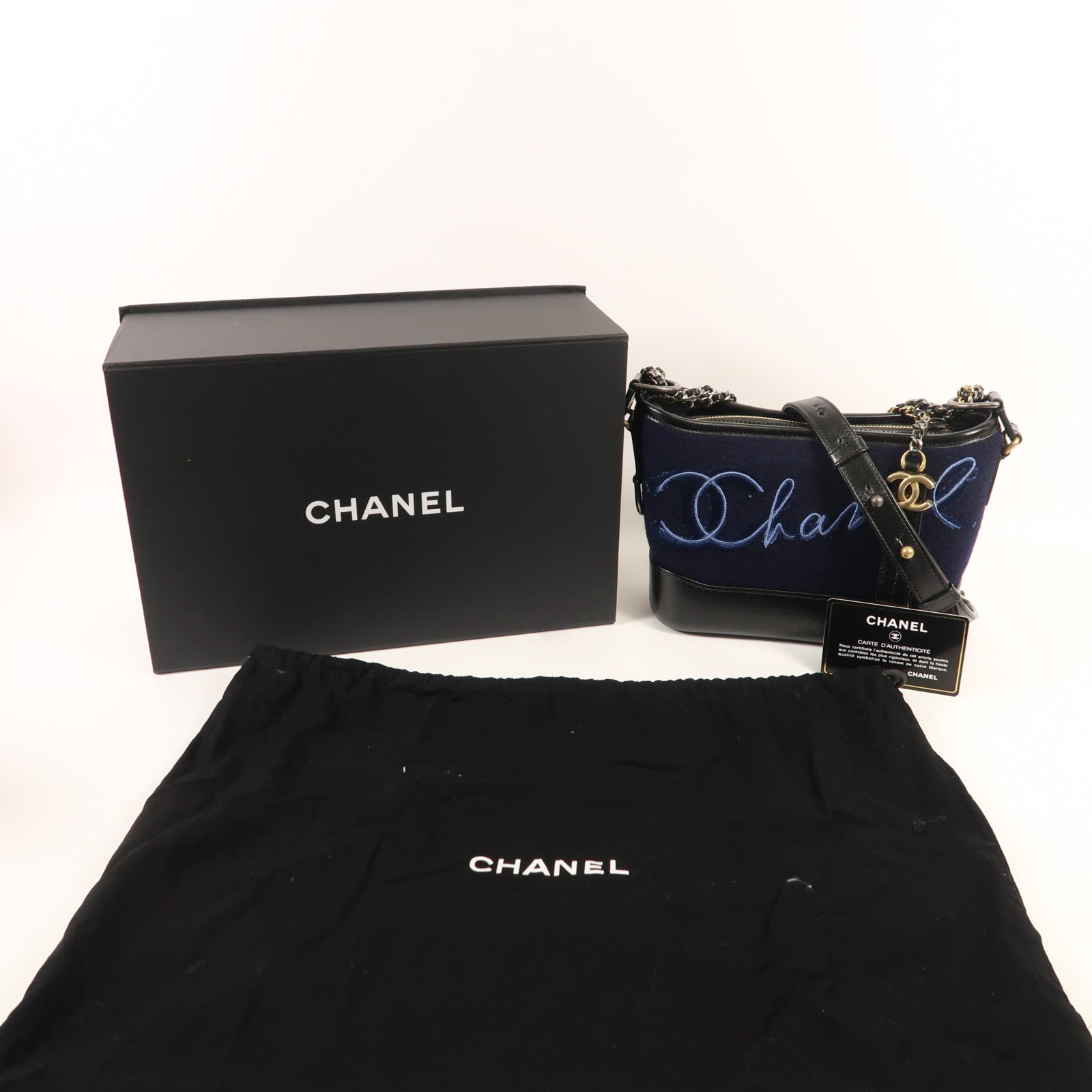 CHANEL 羊毛/皮革Gabrielle Small鏈帶肩背袋