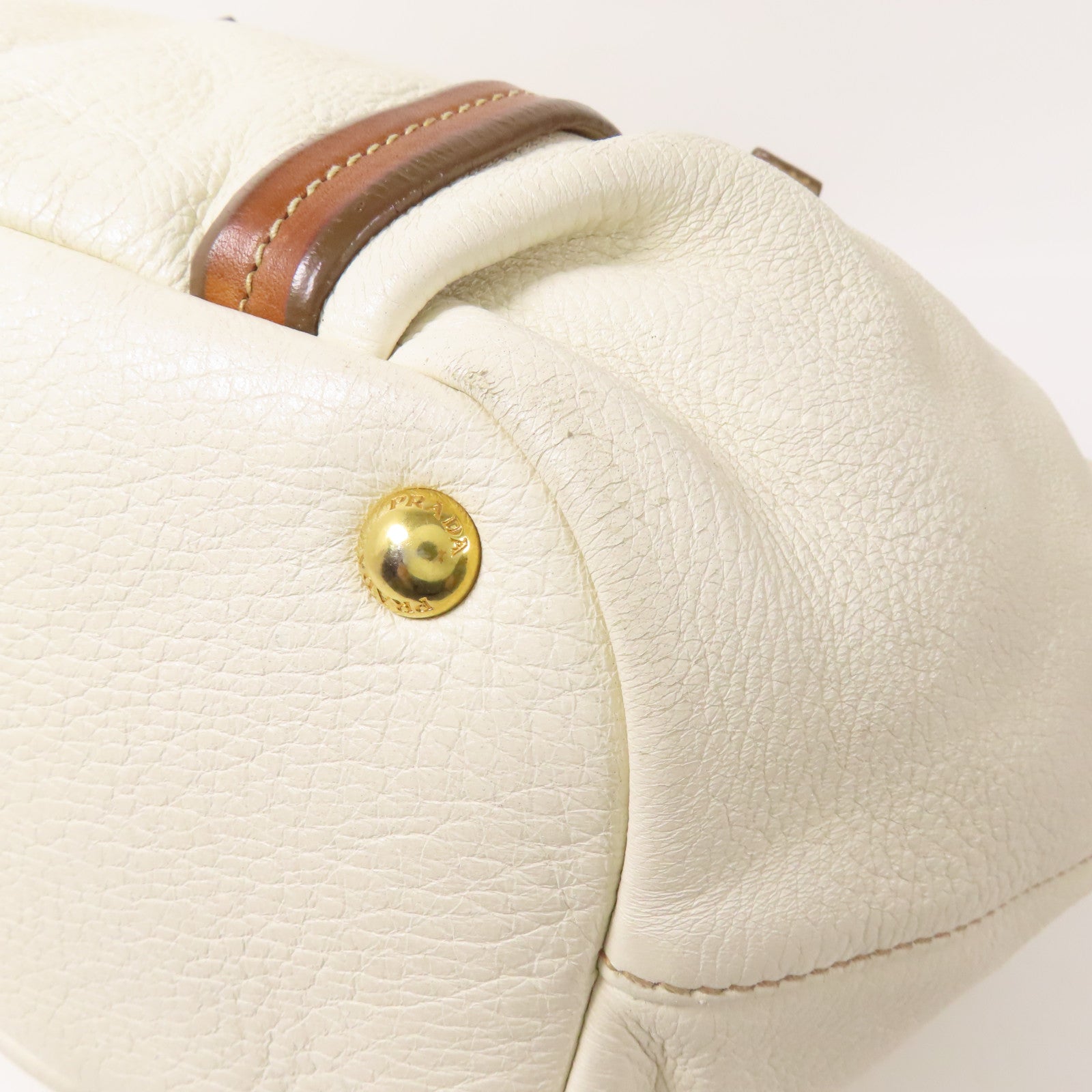 PRADA GHW 2way Shoulder Bag Calfskin Leather White