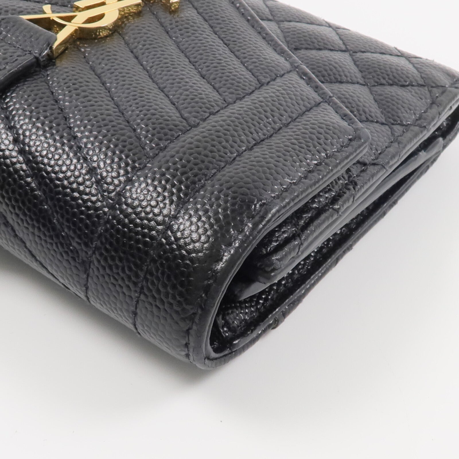 SAINT LAURENT 牛皮皮革Cassandre Matelasse Tri-Fold Compact錢包