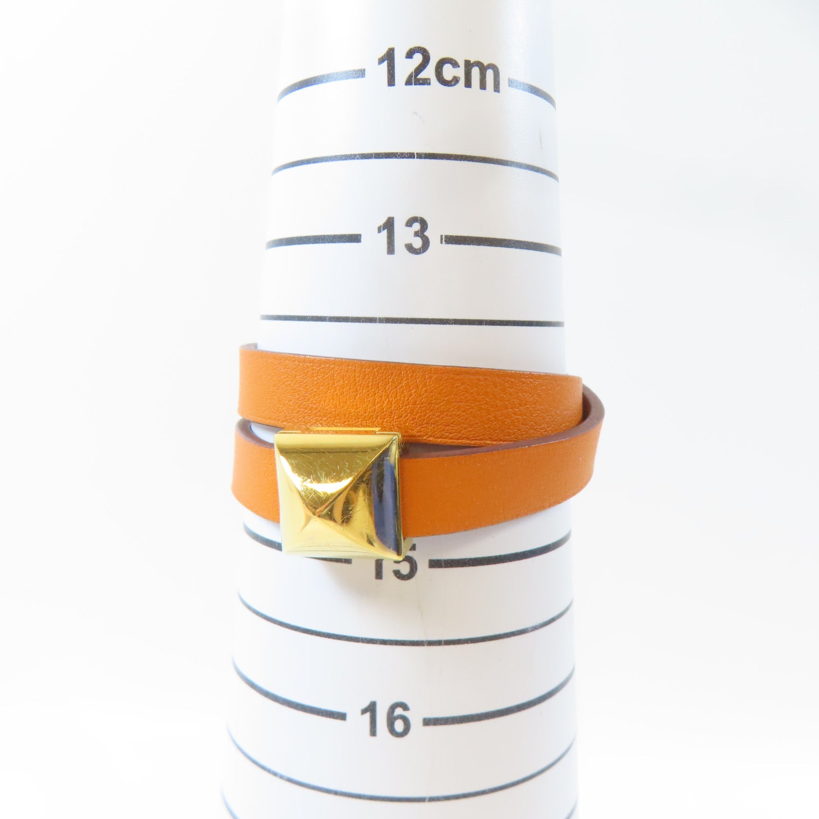 HERMES Swift皮革Medor Infini Double Tour Bracelet金扣手鐲橙色/Orange