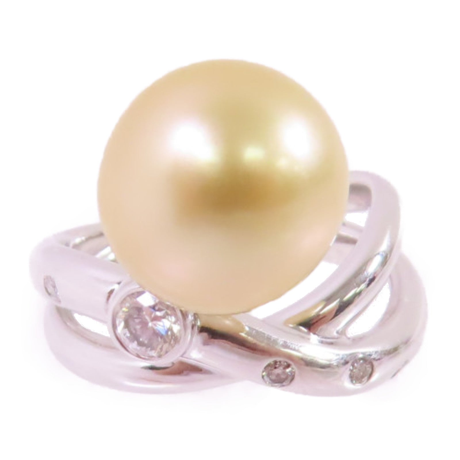 JEWELRY 18K白金/珍珠/0.19ct鑽石Diamond Pearl Ring戒指US#5