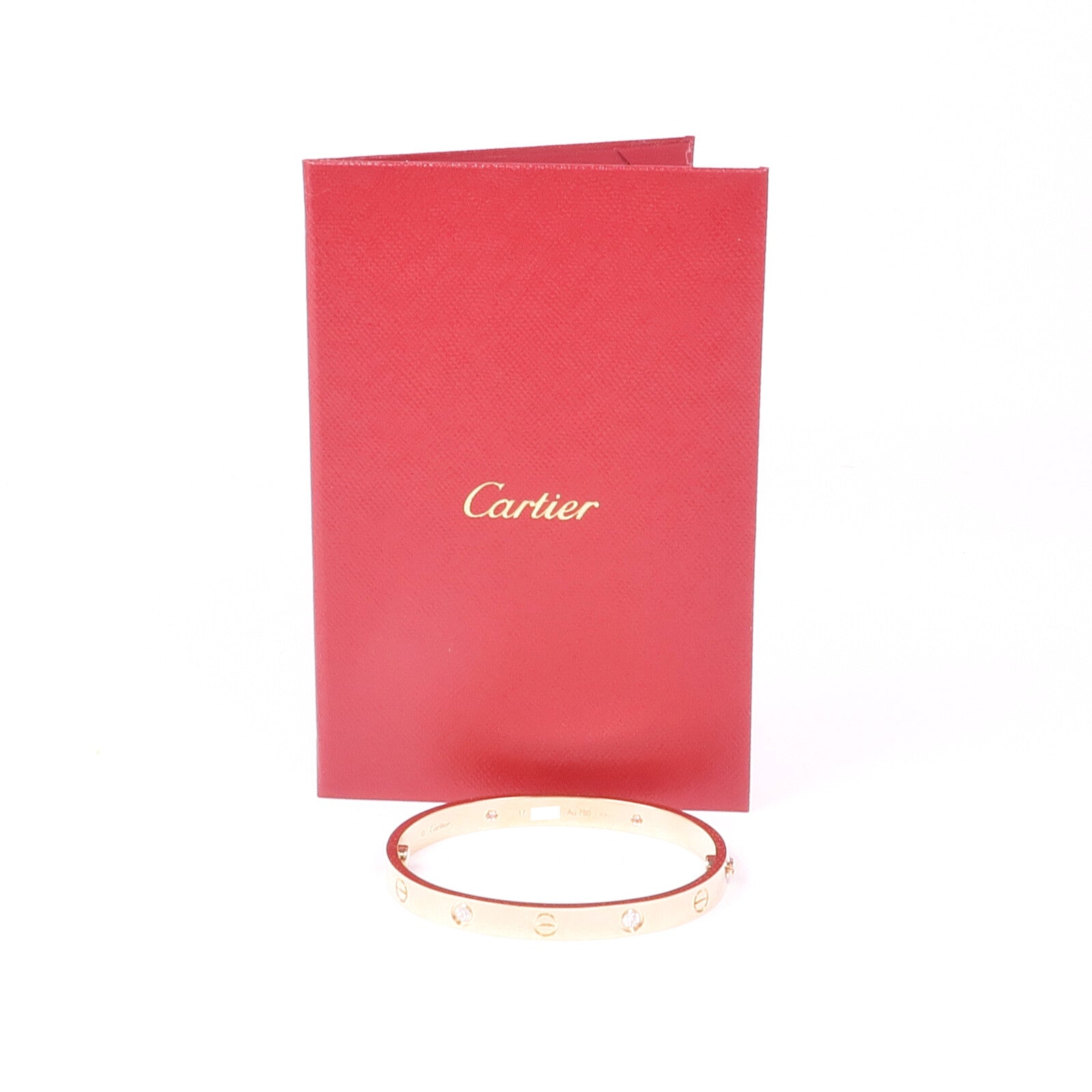 CARTIER 18K玫瑰金Love Bracelet 4 Diamonds鑽石手鐲Cartier#17