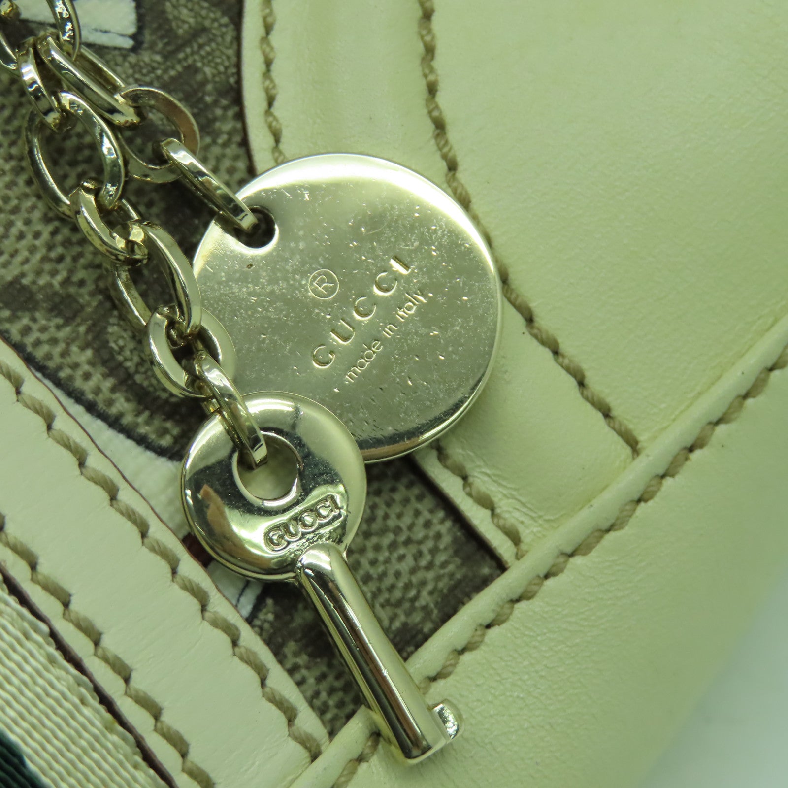 GUCCI 【激減優惠】帆布Treasure銀扣手挽袋米色/啡色