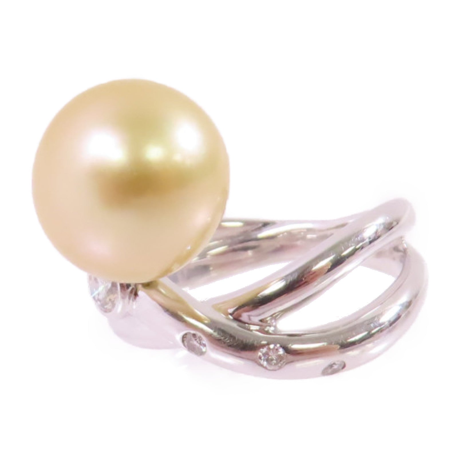 JEWELRY 18K白金/珍珠/0.19ct鑽石Diamond Pearl Ring戒指US#5