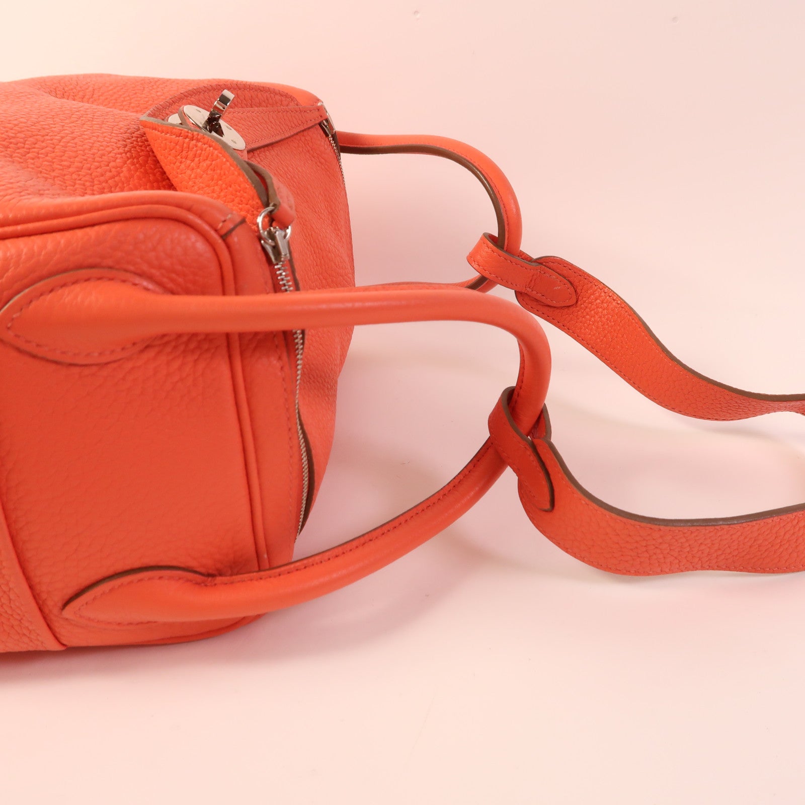 HERMES Clemence皮革Lindy 26銀扣手挽肩背兩用袋Rose Jaipur
