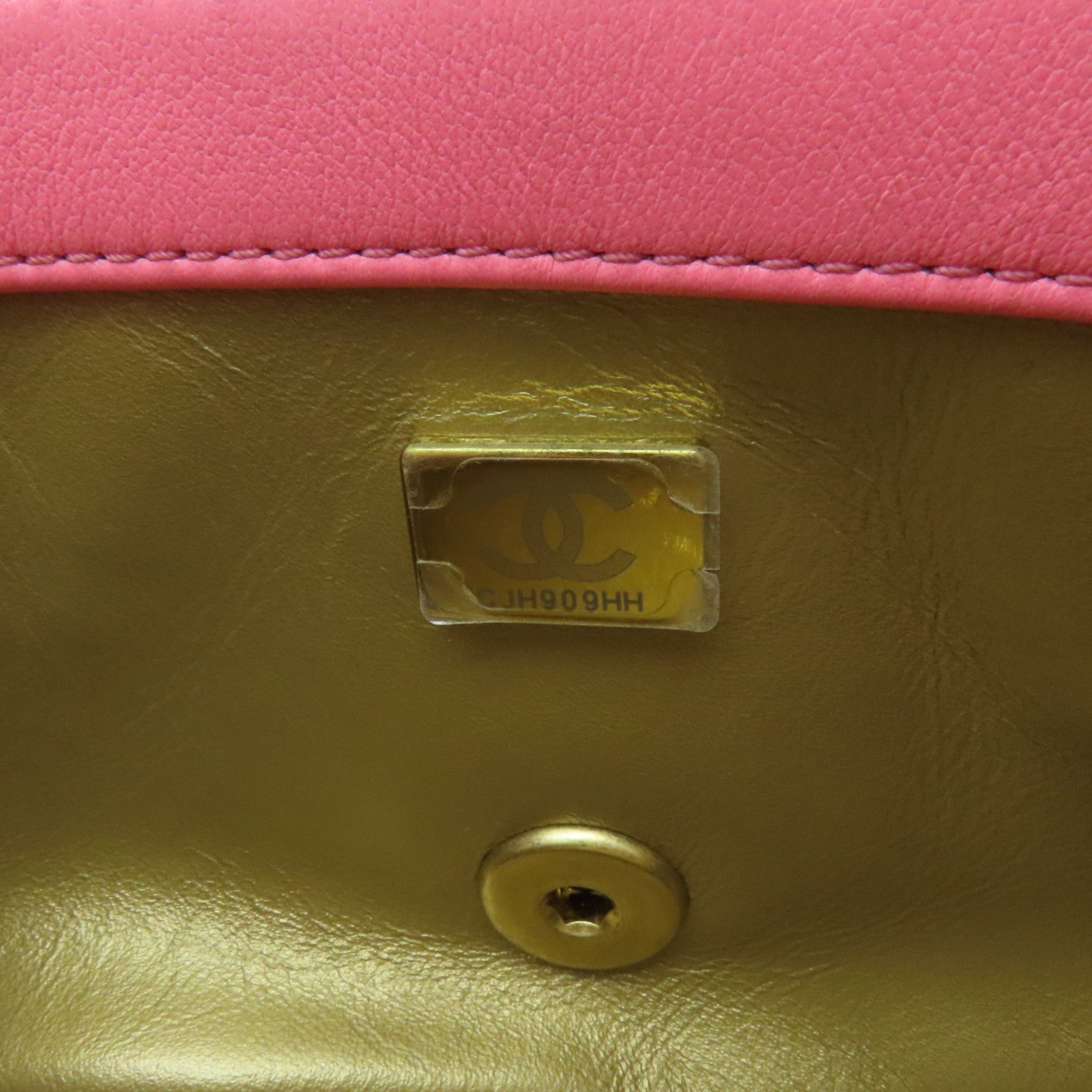 CHANEL 【清倉大減價】菱格羊皮皮格Chain Shoulder金扣鏈帶肩背袋粉紅色