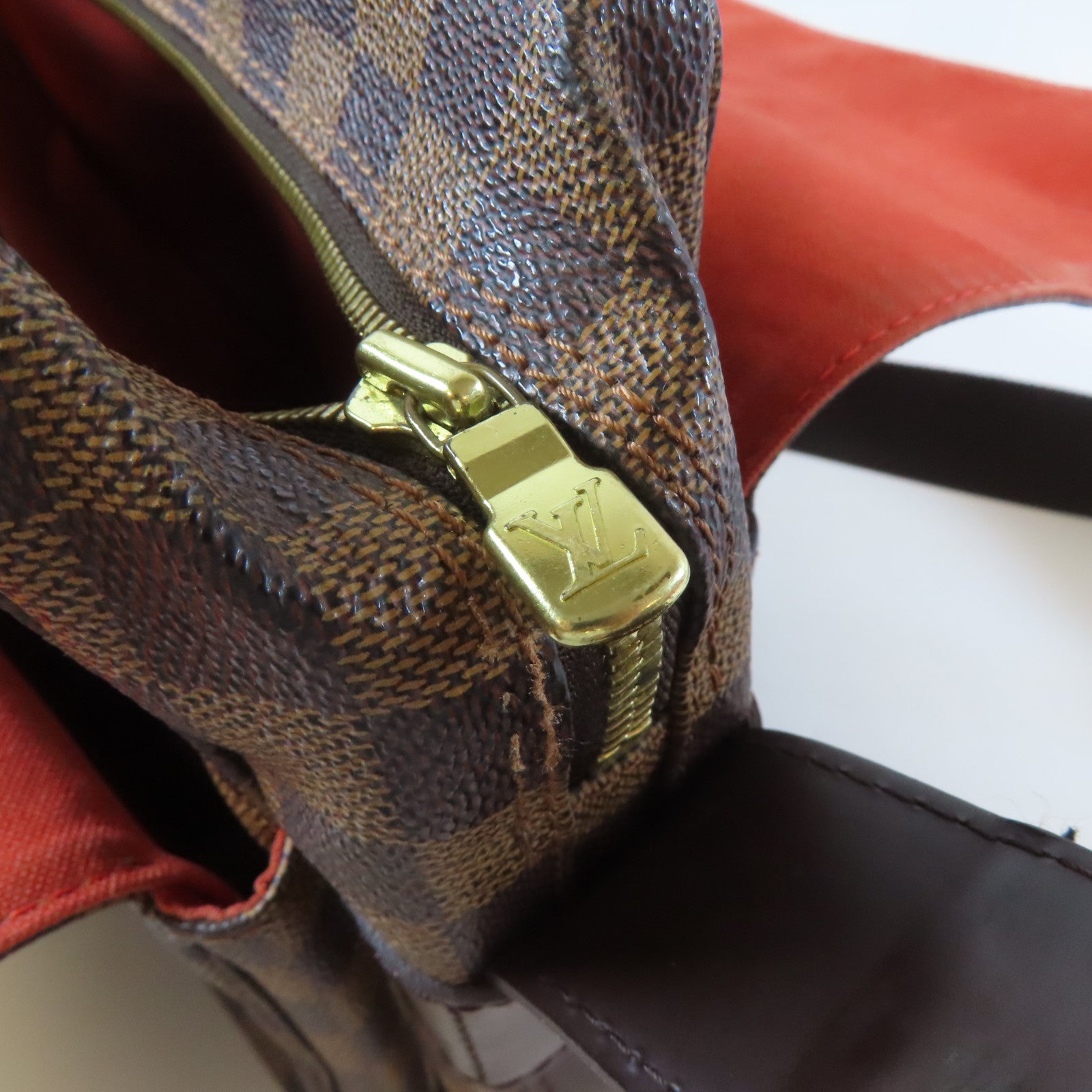 LOUIS VUITTON Damier Naviglio金扣肩背袋啡色