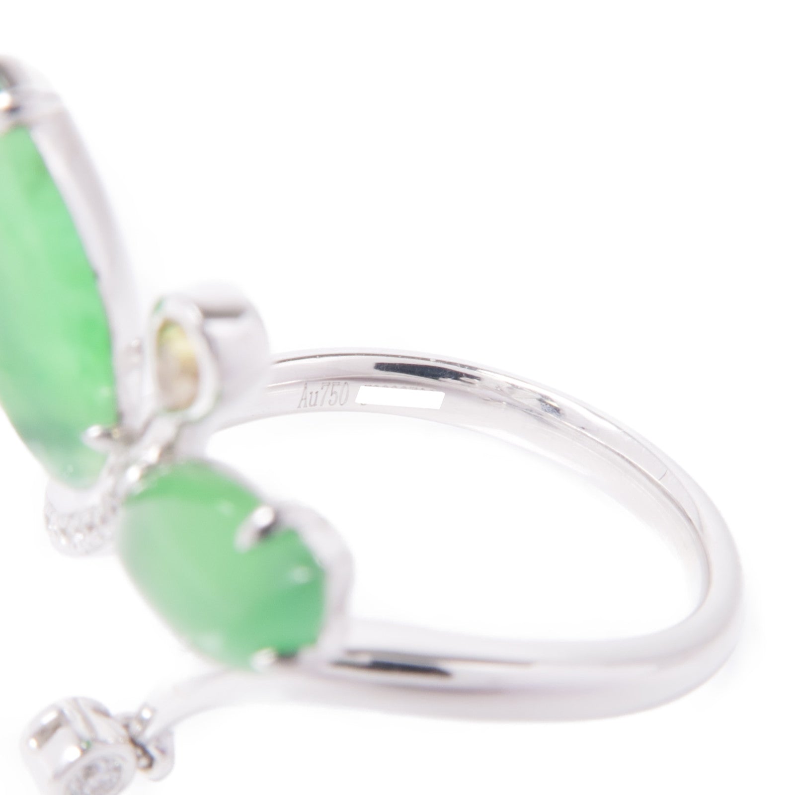 JEWELRY Jade Diamond Ring 18K White Gold US#6.75