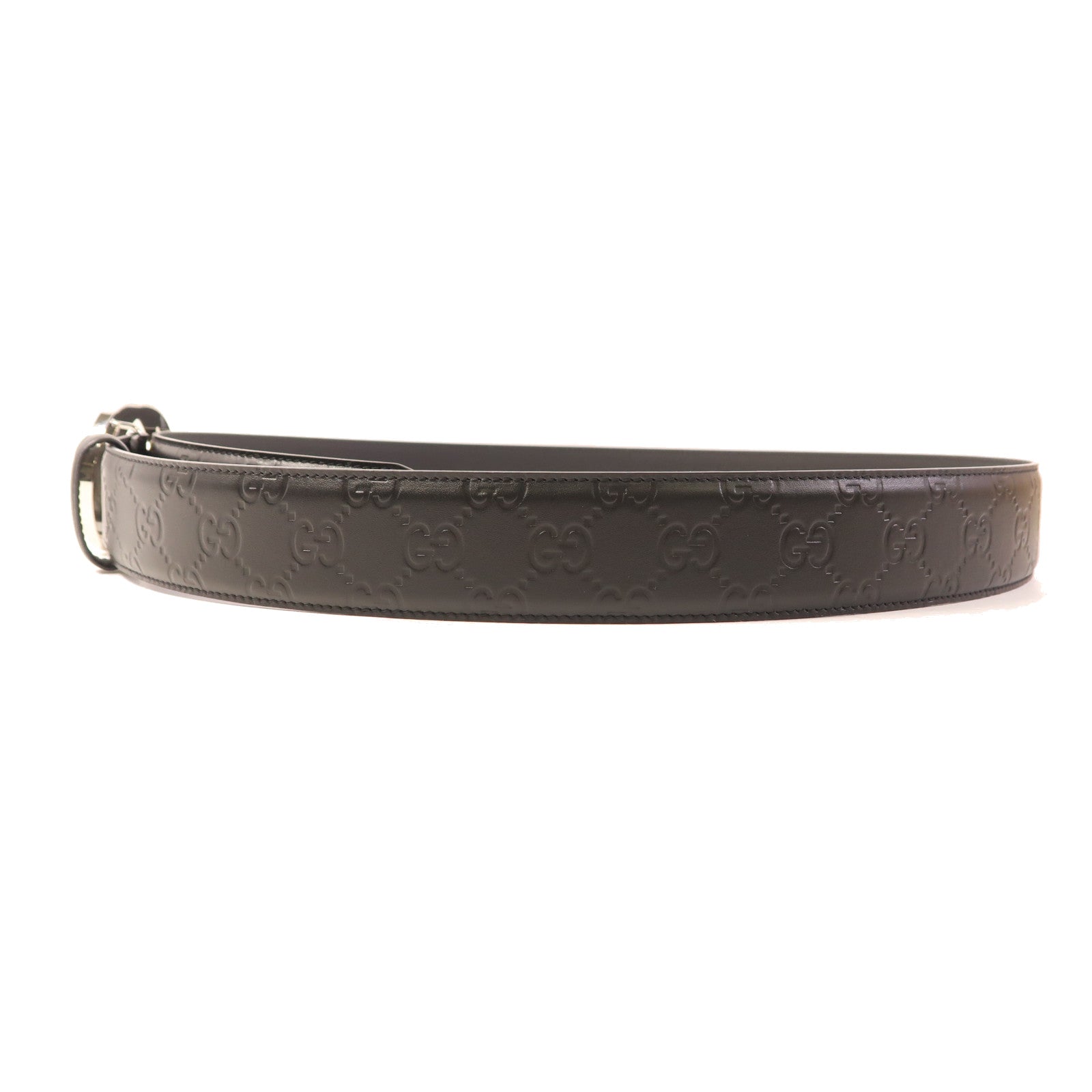 GUCCI 牛皮皮革GG Belt銀扣皮帶