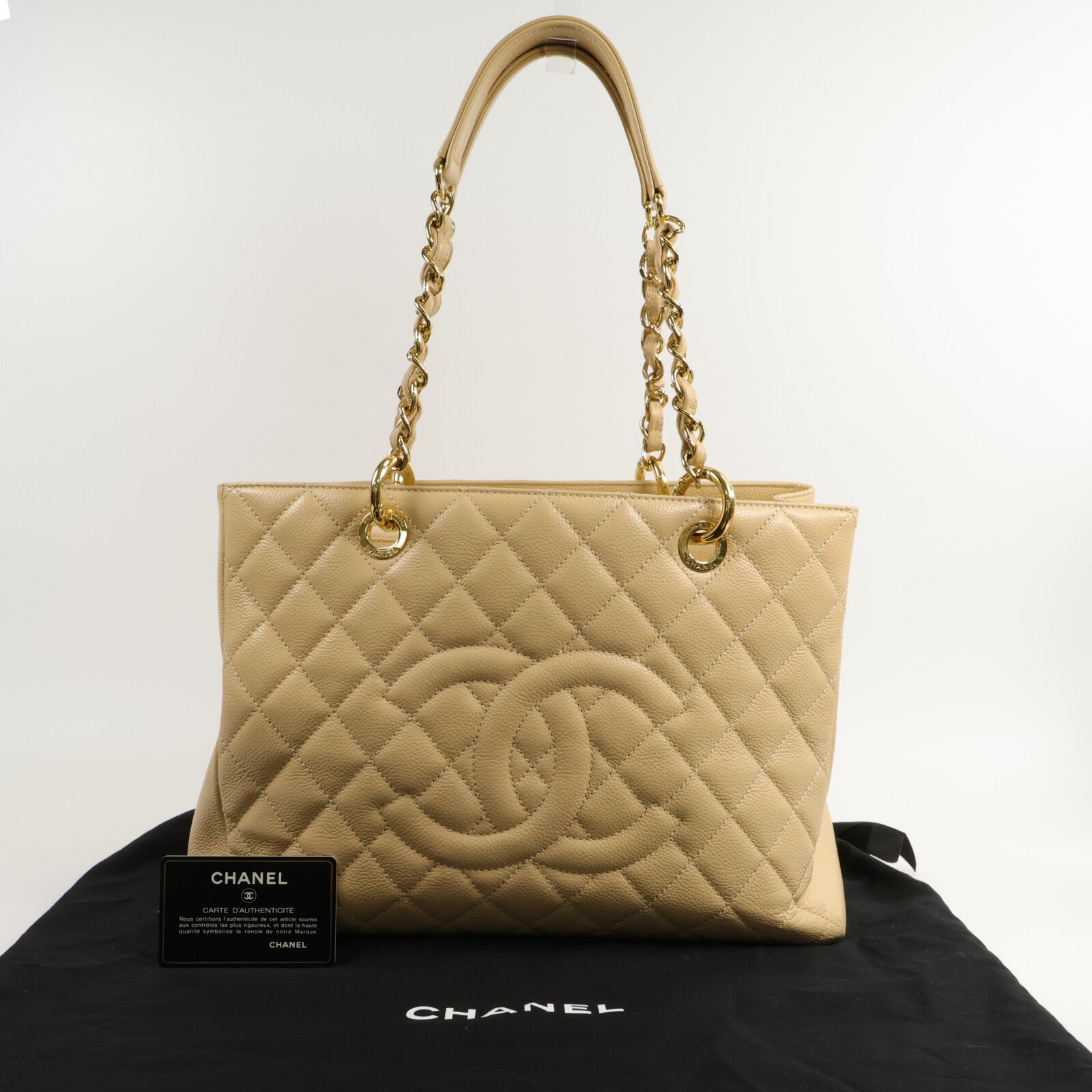CHANEL 牛皮皮革GST Grand Shopping Tote Bag鏈帶手挽袋