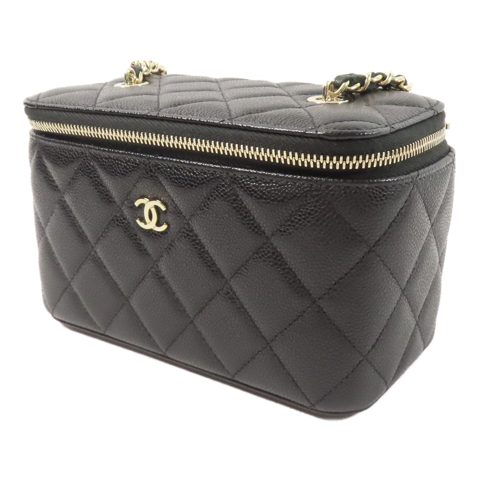 CHANEL 牛皮皮革Vanity Case鏈帶肩背袋