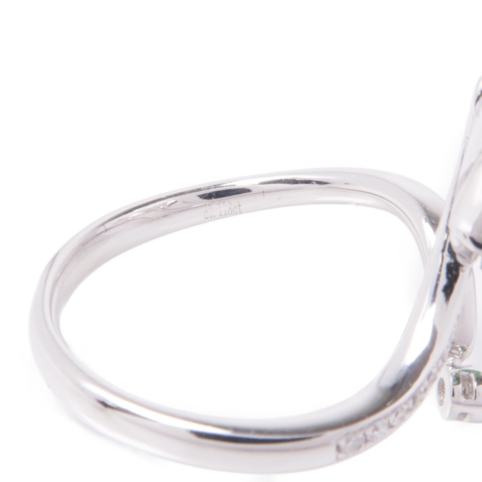JEWELRY Jade Diamond Ring 18K White Gold US#6.75