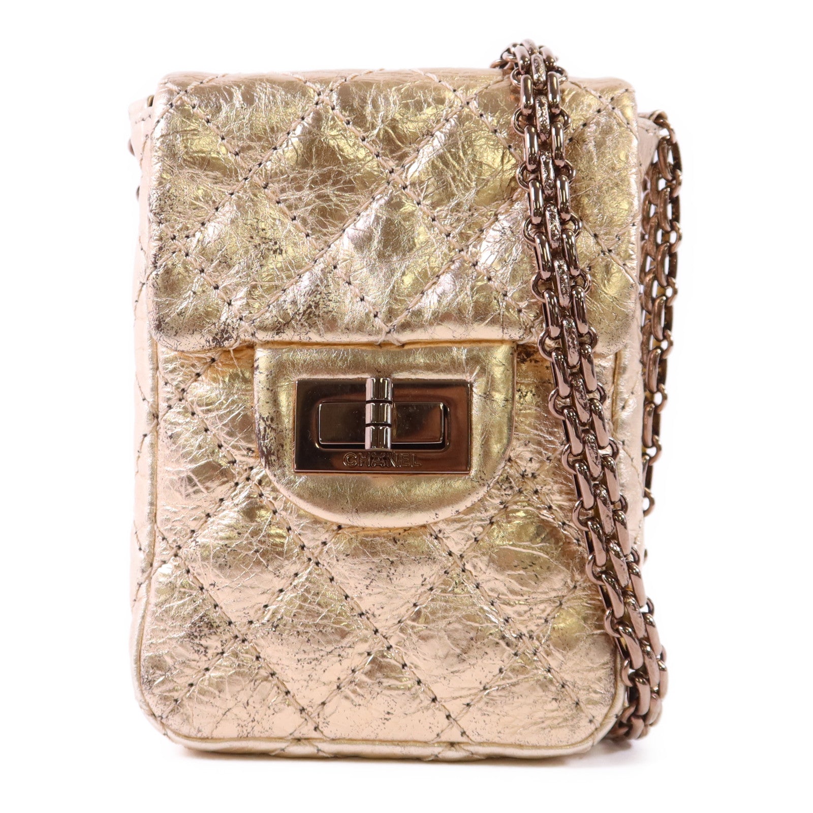 CHANEL 【激減優惠】牛皮皮革2.55 Phone Bag鏈帶肩背袋