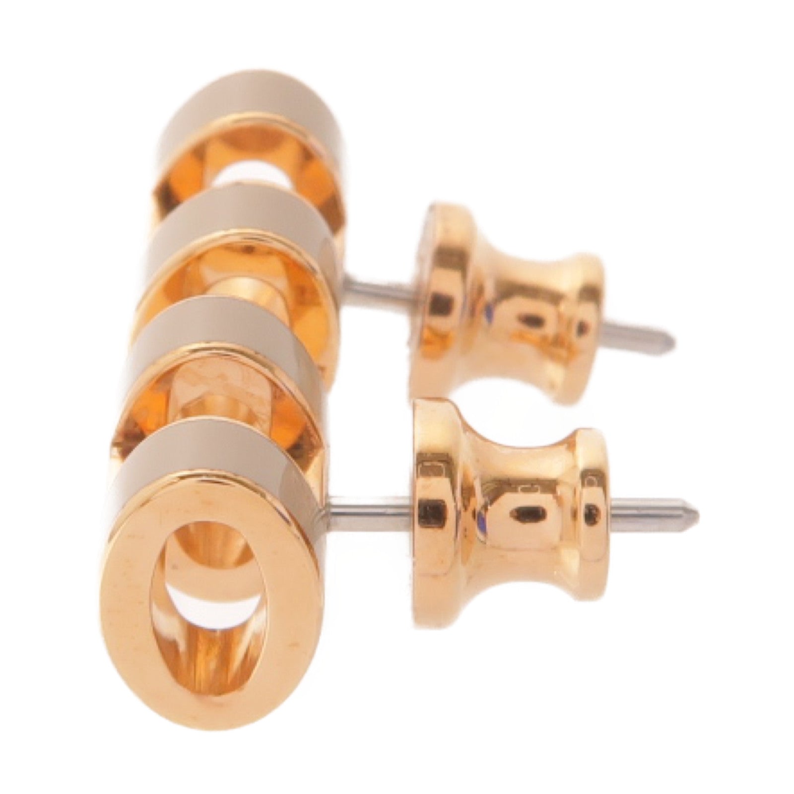 HERMES 金屬Mini Pop H Earrings耳環Marron Glace米色/金色