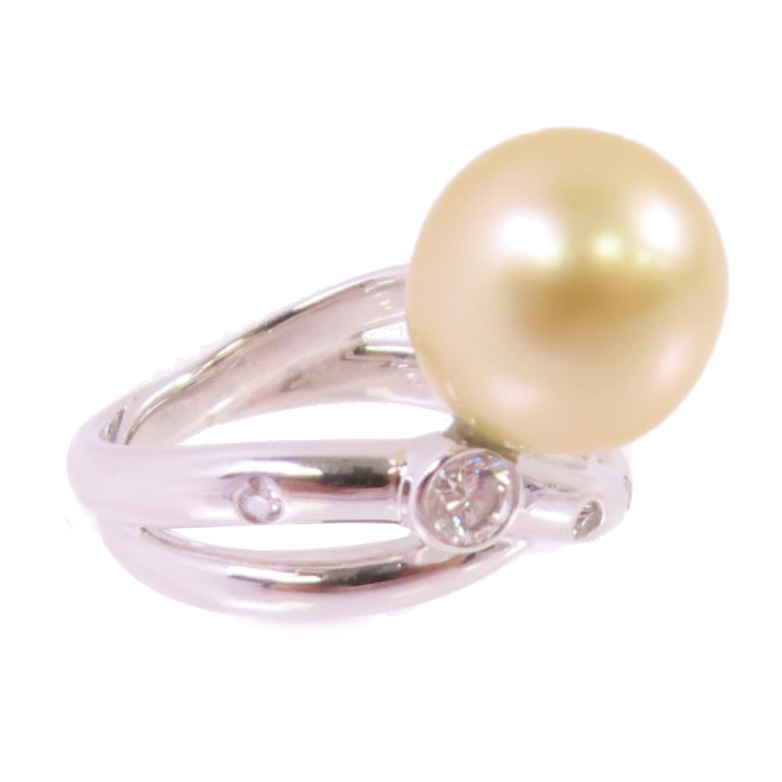 JEWELRY 18K白金/珍珠/0.19ct鑽石Diamond Pearl Ring戒指US#5